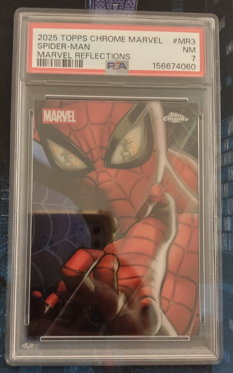 2025 Topps Chrome Marvel Marvel Reflections Spider-Man #MR3 PSA 7 2025 Topps Chrome Marvel Marvel Reflections Spider-Man #MR3 PSA 7