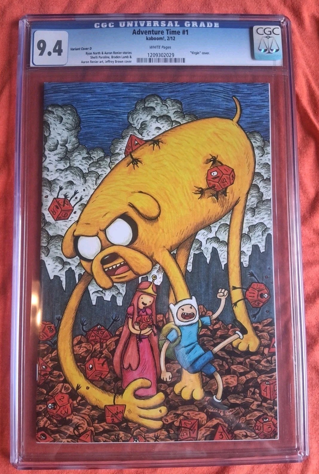 Adventure Time #1 D CGC 9.4 Super Rare Jeffrey Brown Exclusive Virgin Variant Adventure Time #1 D CGC 9.4 Super Rare Jeffrey Brown Exclusive Virgin Variant