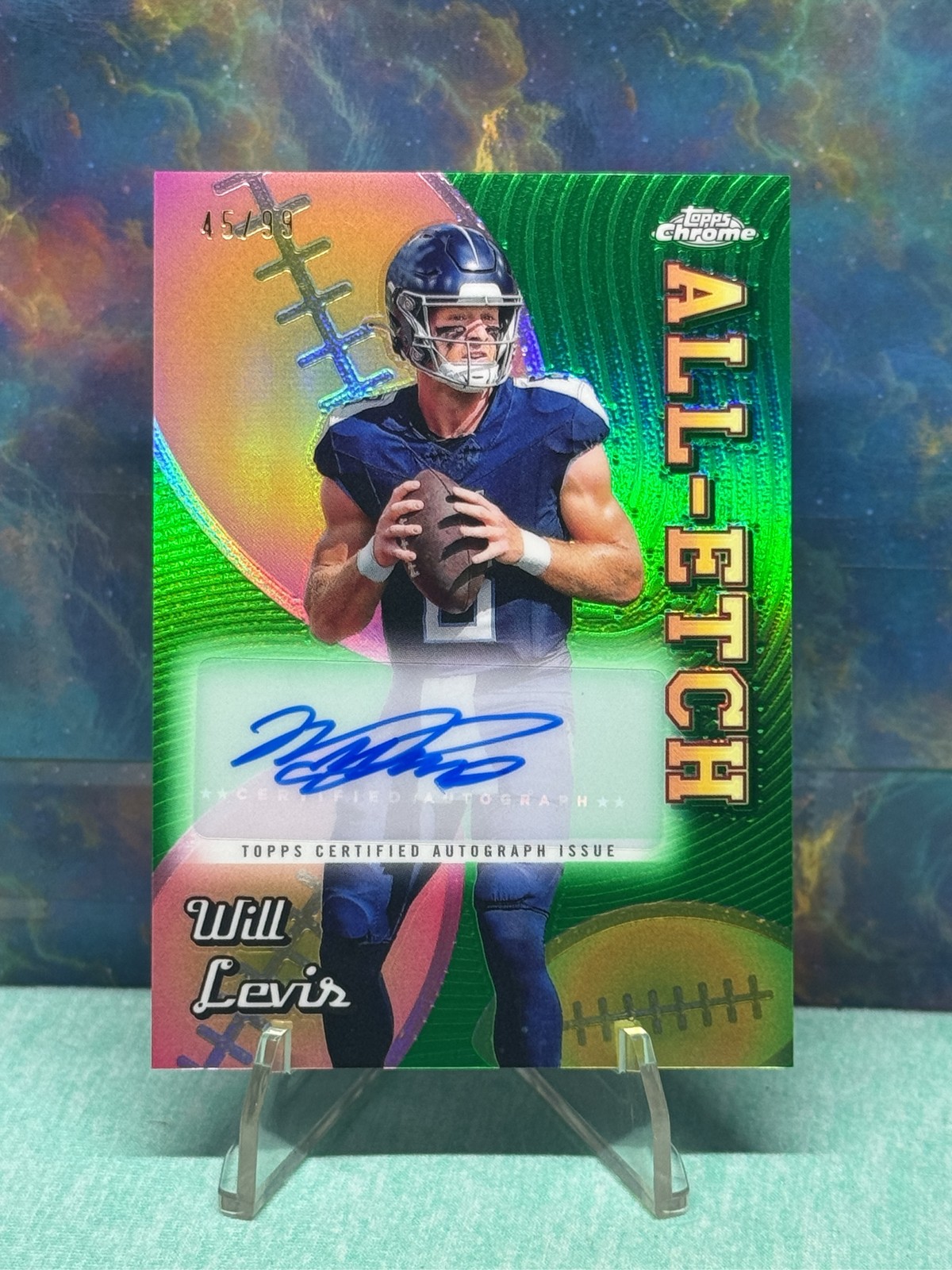 2024 Topps Chrome Will Levis All-Etch Auto Green Refractor 45/99 AEA-WL 2024 Topps Chrome Will Levis All-Etch Auto Green Refractor 45/99 AEA-WL