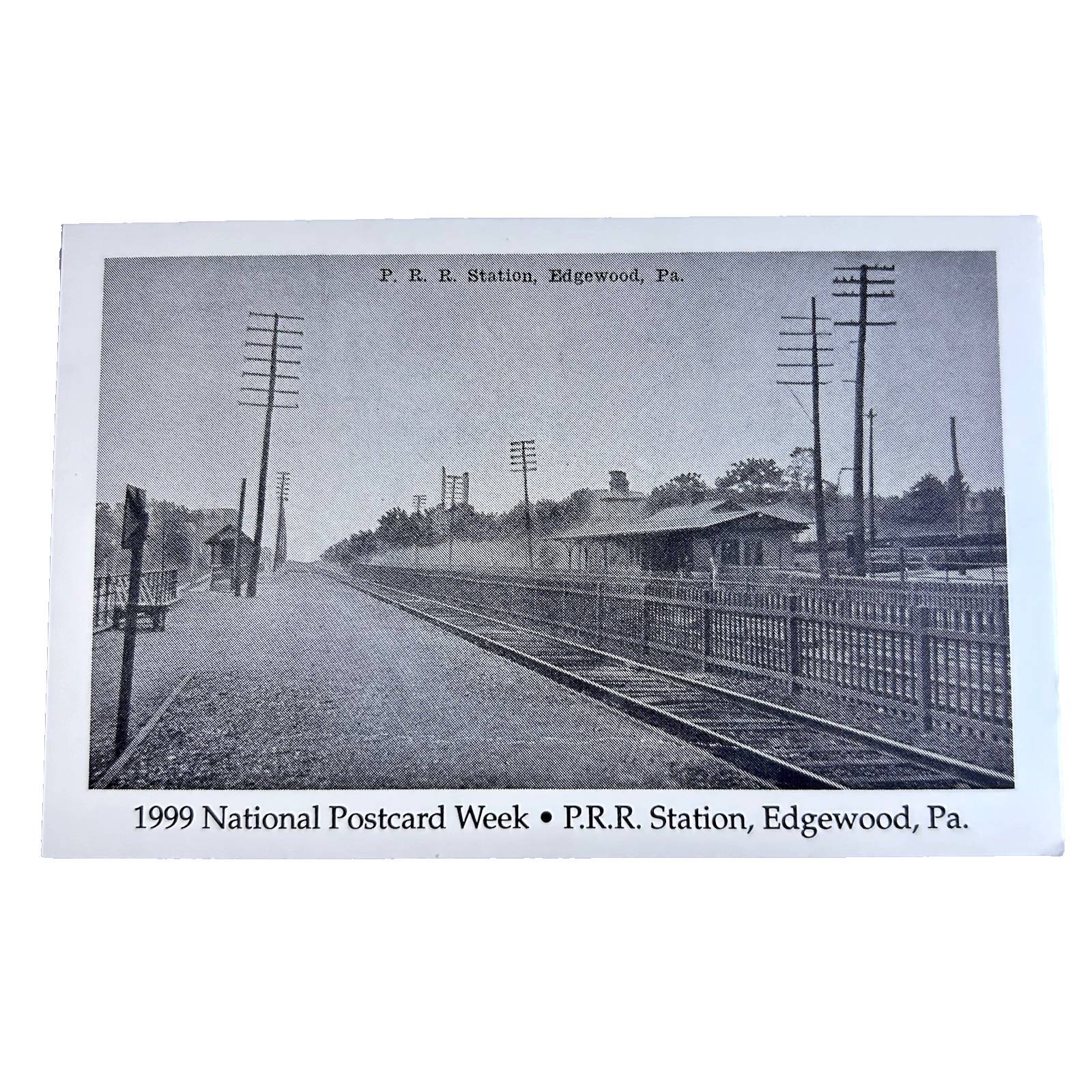 Postcard Edgewood PA PRR Station Railroad Train Tracks National Postcard Week