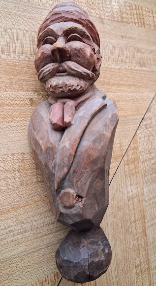 Antique Hand Carved Wood Bearded Man Artist Mark Corner Sculpture Gnome