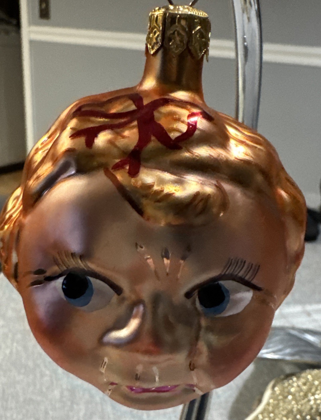 Vtg 90's C.Radko Painted Glass "Forget Your Troubles" 2 sided Girl Head Ornament Vtg 90's C.Radko Painted Glass "Forget Your Troubles" 2 sided Girl Head Ornament