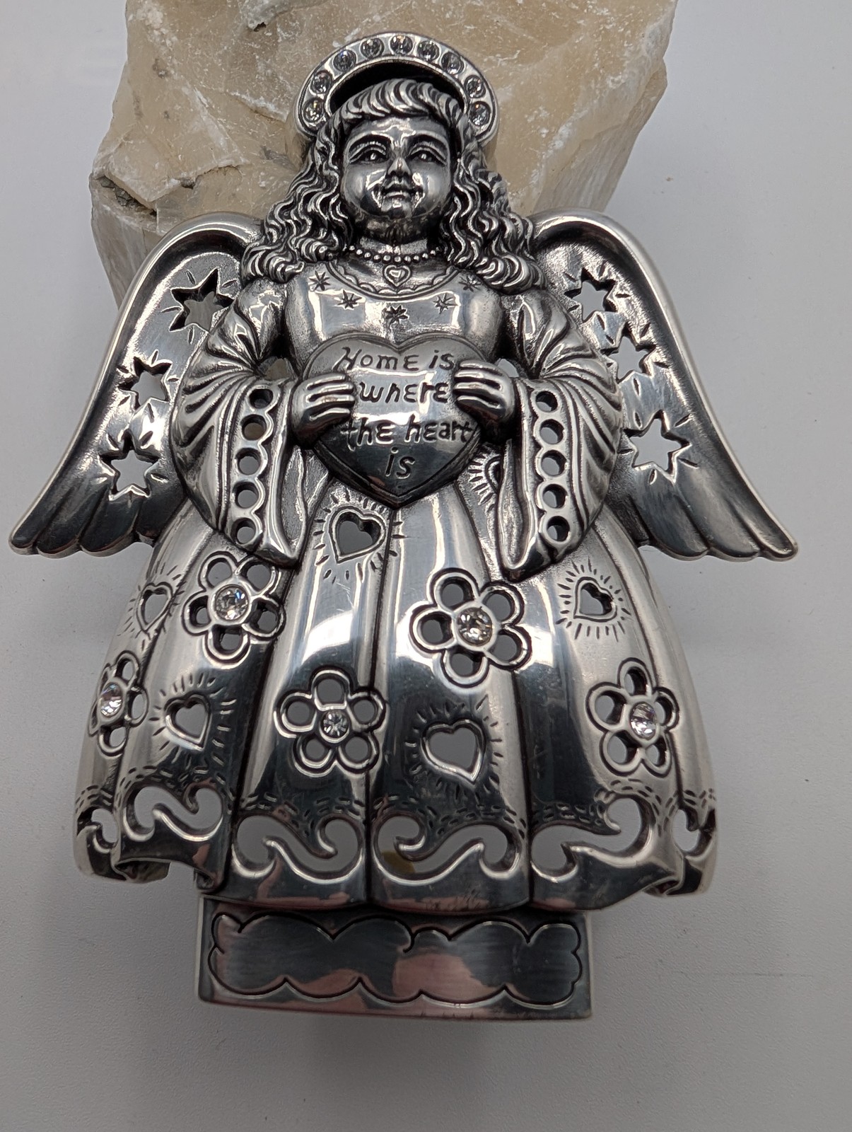 Brighton Silver Tone Angel Figurine Night Light "Home is Where the Heart Is"