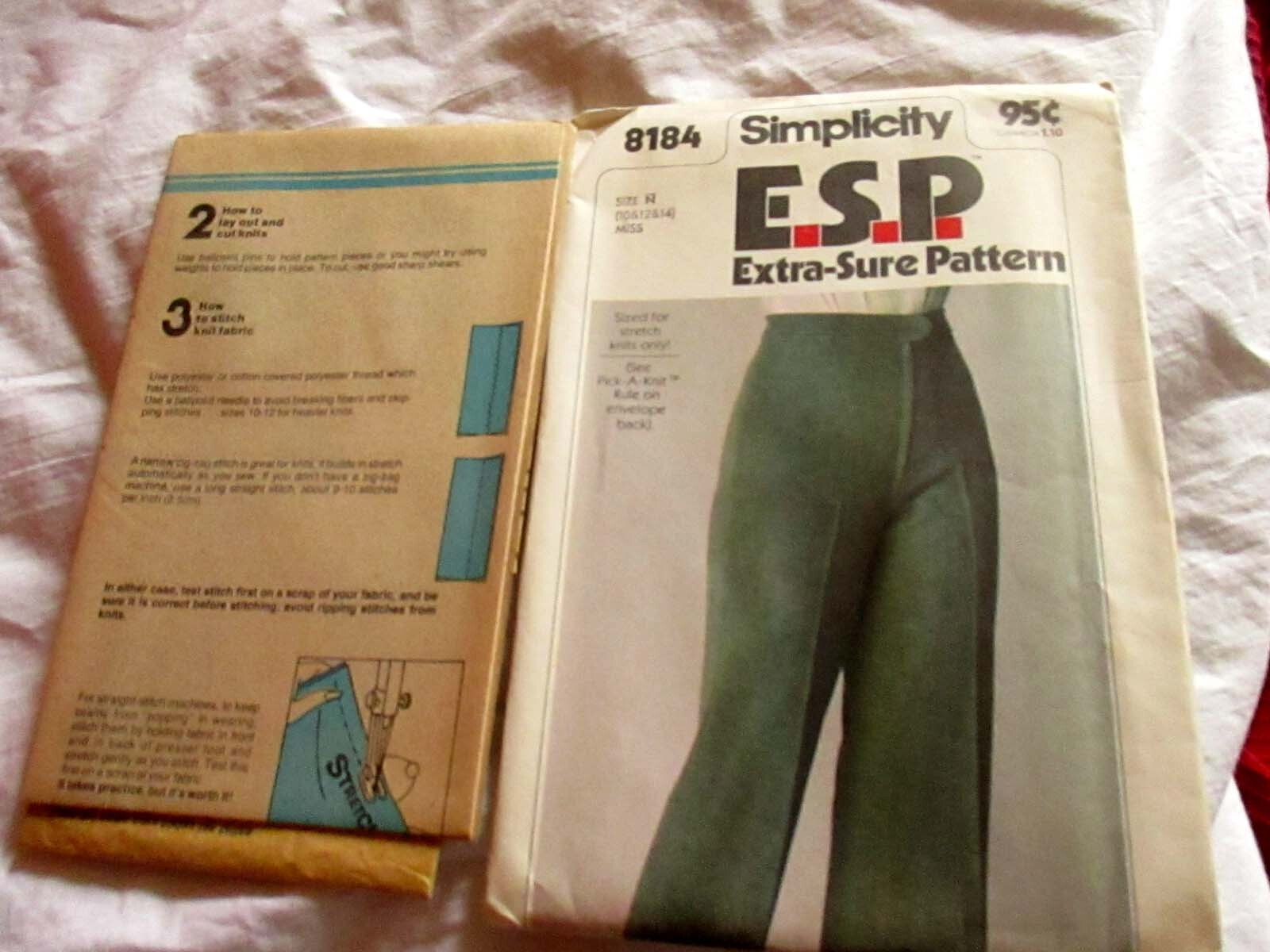 NEW Vintage Simplicity E.S.P. 8184 Misses Pull-On Pants Pattern - Sizes 10/12/14 NEW Vintage Simplicity E.S.P. 8184 Misses Pull-On Pants Pattern - Sizes 10/12/14