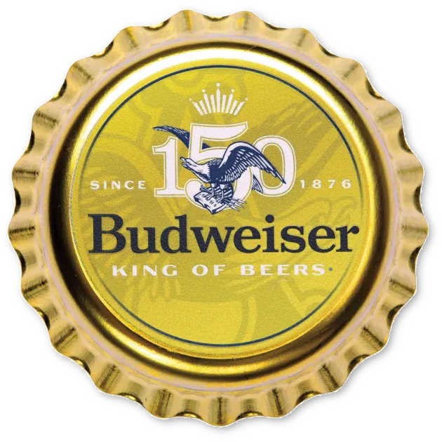 Budweiser 150th Anniversary Gold-Plated Silver Bottle Cap Collectible Budweiser 150th Anniversary Gold-Plated Silver Bottle Cap Collectible