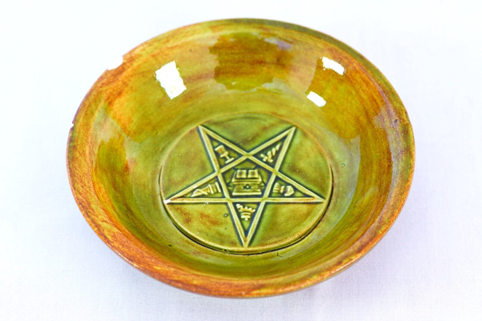 Antique Order Of The Eastern Star Pottery 4-5/8\