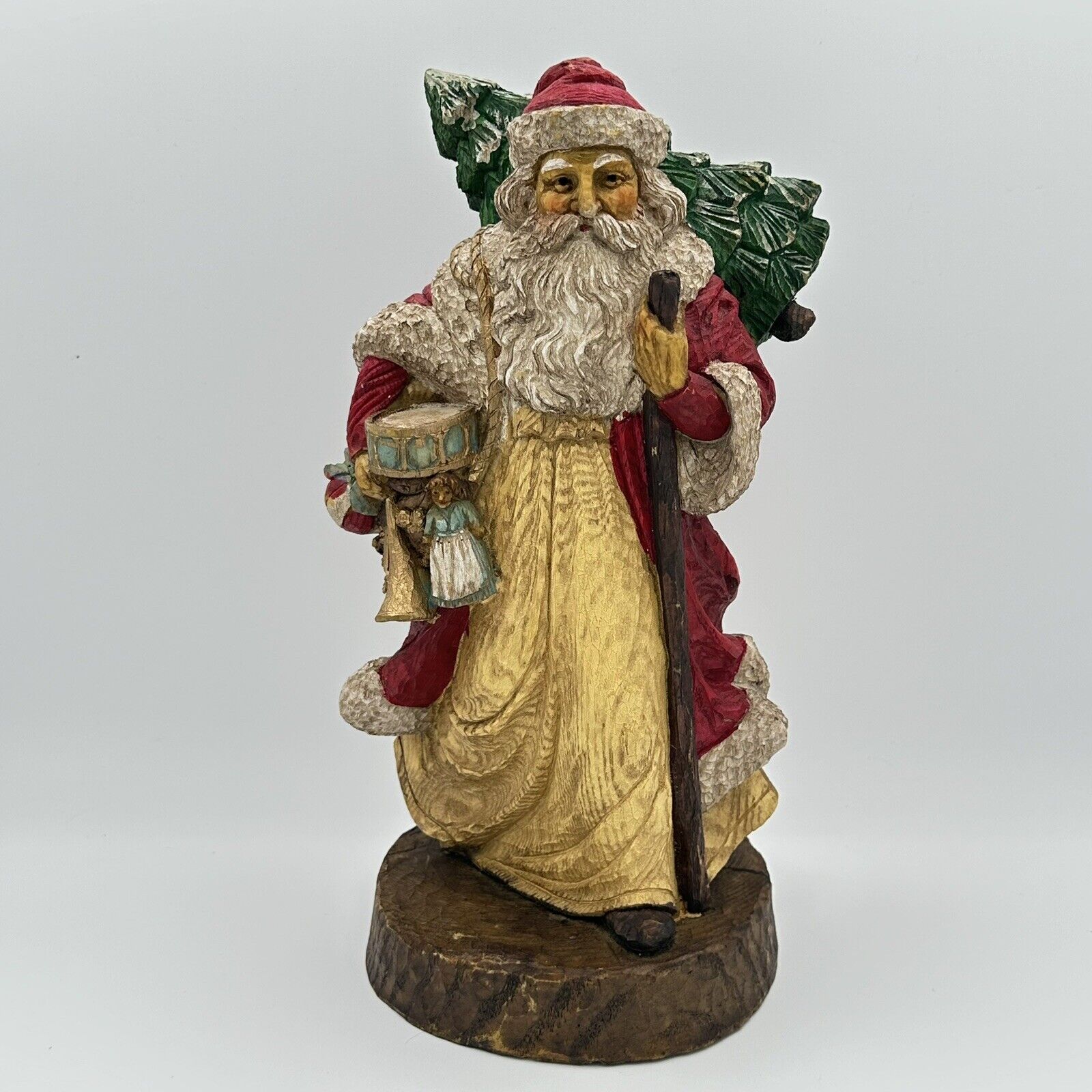 Vintage Wooden Santa Figurine 12”Midwest Imports Christmas Tree Cottagecore