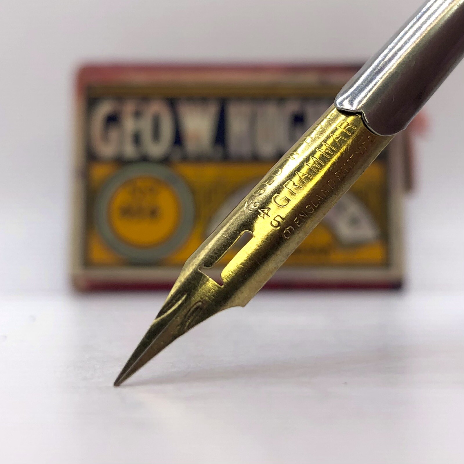 Geo W Hughes 456 Grammar Pen Nib - Vintage Gold Tone Dip Pen Nib Calligraphy Geo W Hughes 456 Grammar Pen Nib - Vintage Gold Tone Dip Pen Nib Calligraphy