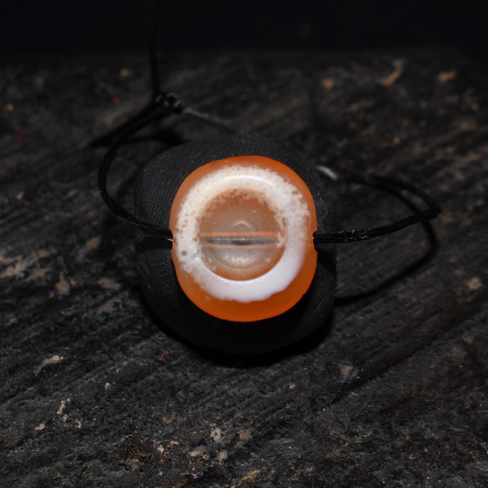 Ancient Tibetan Luk Mik Goat Eye Agate Bead Natural Banded One Eye Dzi Amulet Ancient Tibetan Luk Mik Goat Eye Agate Bead Natural Banded One Eye Dzi Amulet
