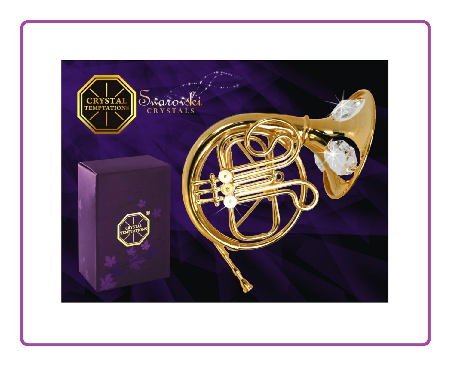 G 4707 Gold Trombone French Horn Swarovski Stones Crystal 24 Karat 5 cm G 4707 Gold Trombone French Horn Swarovski Stones Crystal 24 Karat 5 cm