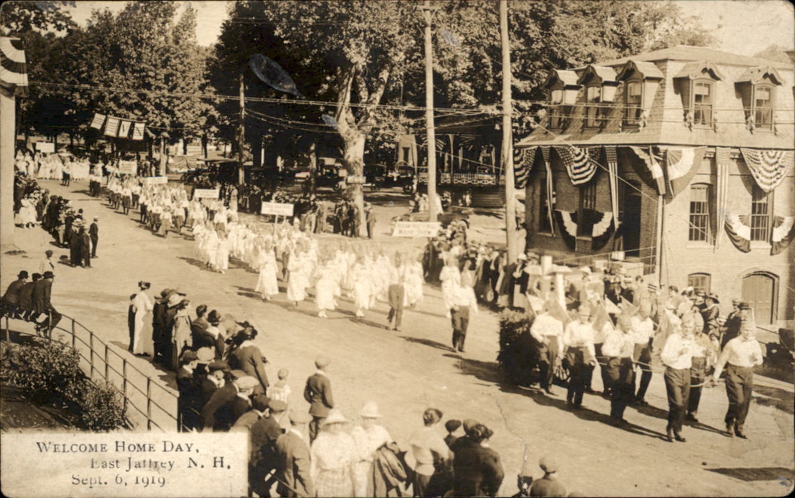 East Jaffrey NH Welcome Home Day Parade c1910s Real Photo Vintage Postcard bhn East Jaffrey NH Welcome Home Day Parade c1910s Real Photo Vintage Postcard bhn