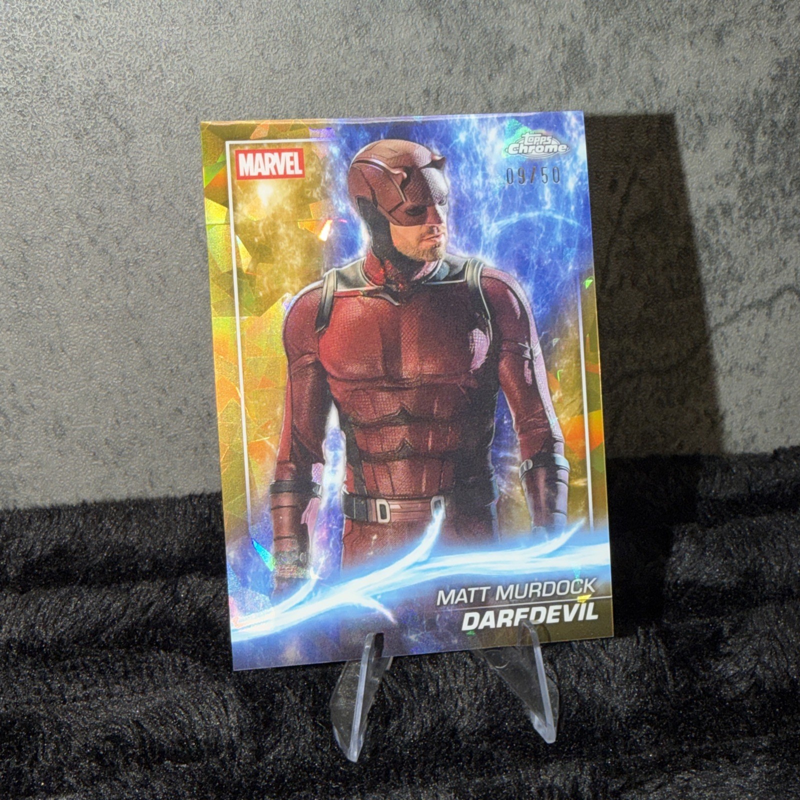 Topps 2025 Marvel Chrome sapphire Daredevil 9/50 Gold refractor Topps 2025 Marvel Chrome sapphire Daredevil 9/50 Gold refractor