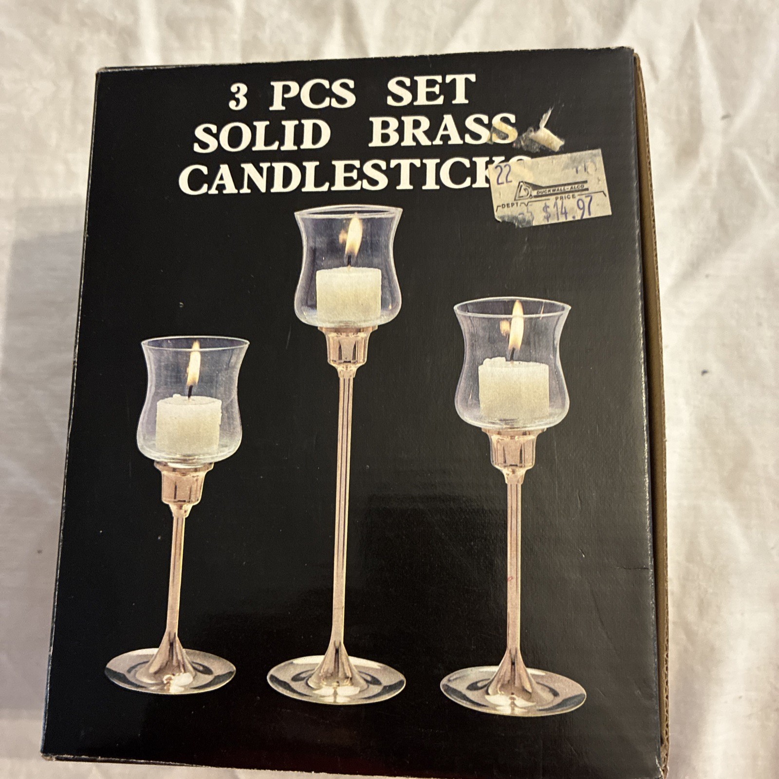 CANDLESTICKS set 3 Brass Candle Holders vintage small narrow graduated 5" 5" 7" CANDLESTICKS set 3 Brass Candle Holders vintage small narrow graduated 5" 5" 7"