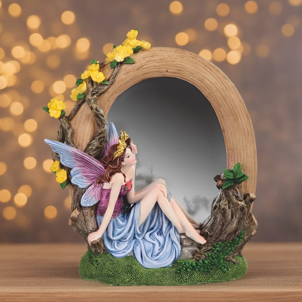ICE ARMOR Hand Painted 9.75" H Fairy Mirror Statue Collectible Addition ICE ARMOR Hand Painted 9.75" H Fairy Mirror Statue Collectible Addition