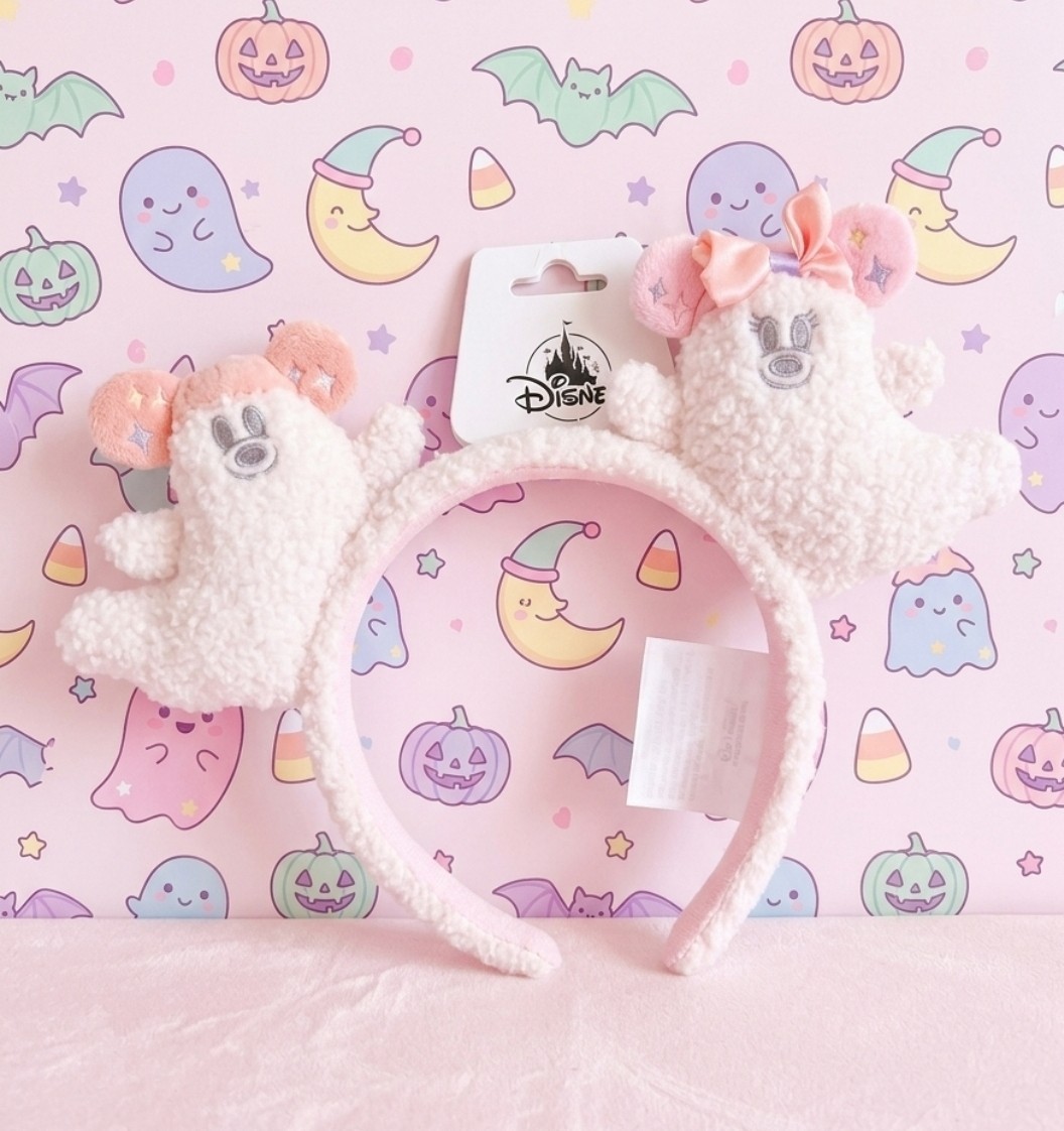 NWT 2026 Disney Parks Halloween Mickey Minnie PASTEL Cutie Ghost Ears Headband