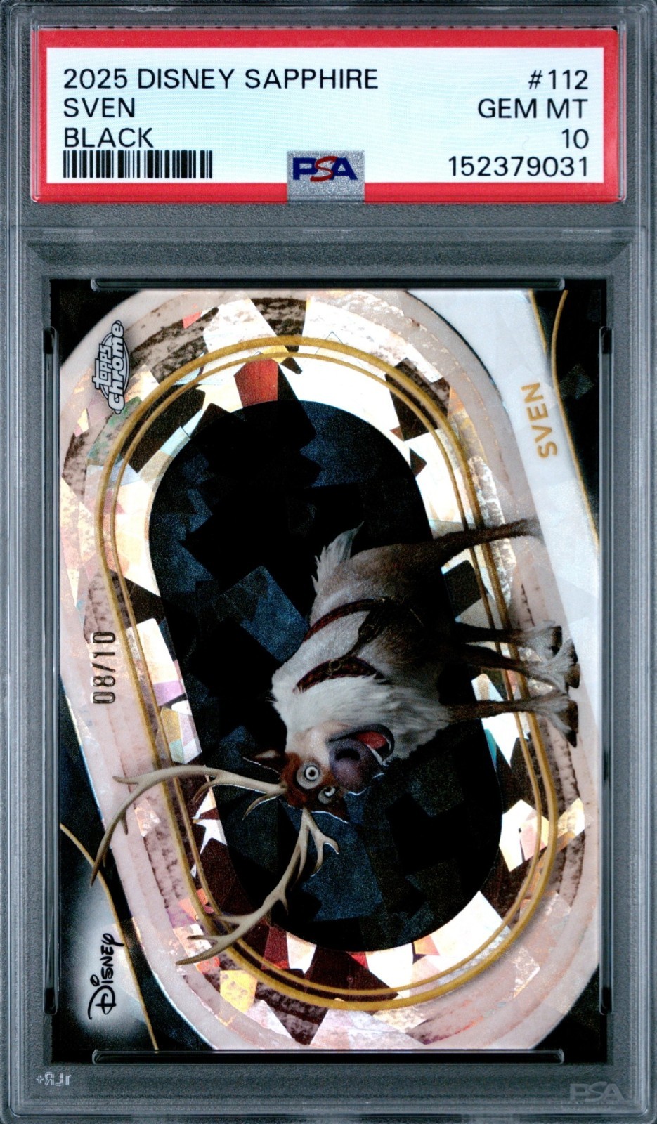 2025 Topps Chrome Disney Sapphire PSA 10  Sven /10 Black Refractor #112 Frozen