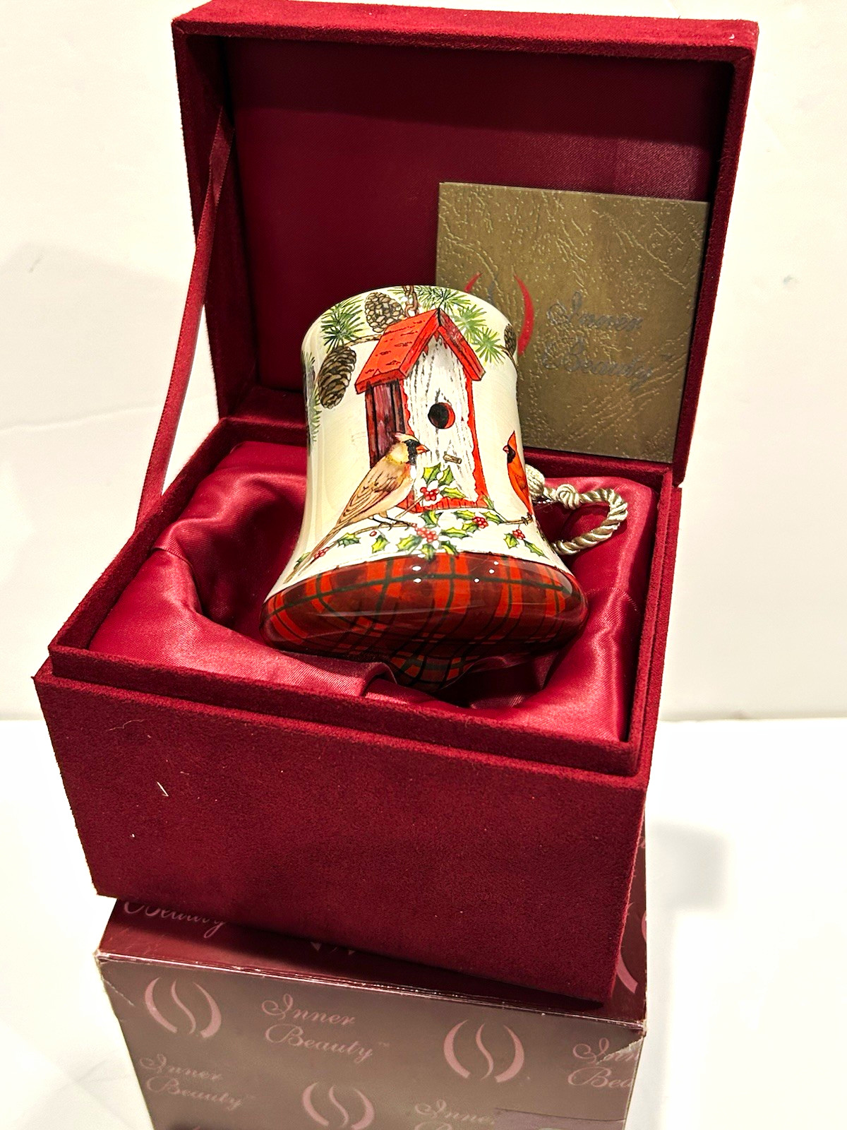 Inner Beauty Cardinal Bell Christmas Ornament Home Tweet Hnd Painted Blown Glass Inner Beauty Cardinal Bell Christmas Ornament Home Tweet Hnd Painted Blown Glass