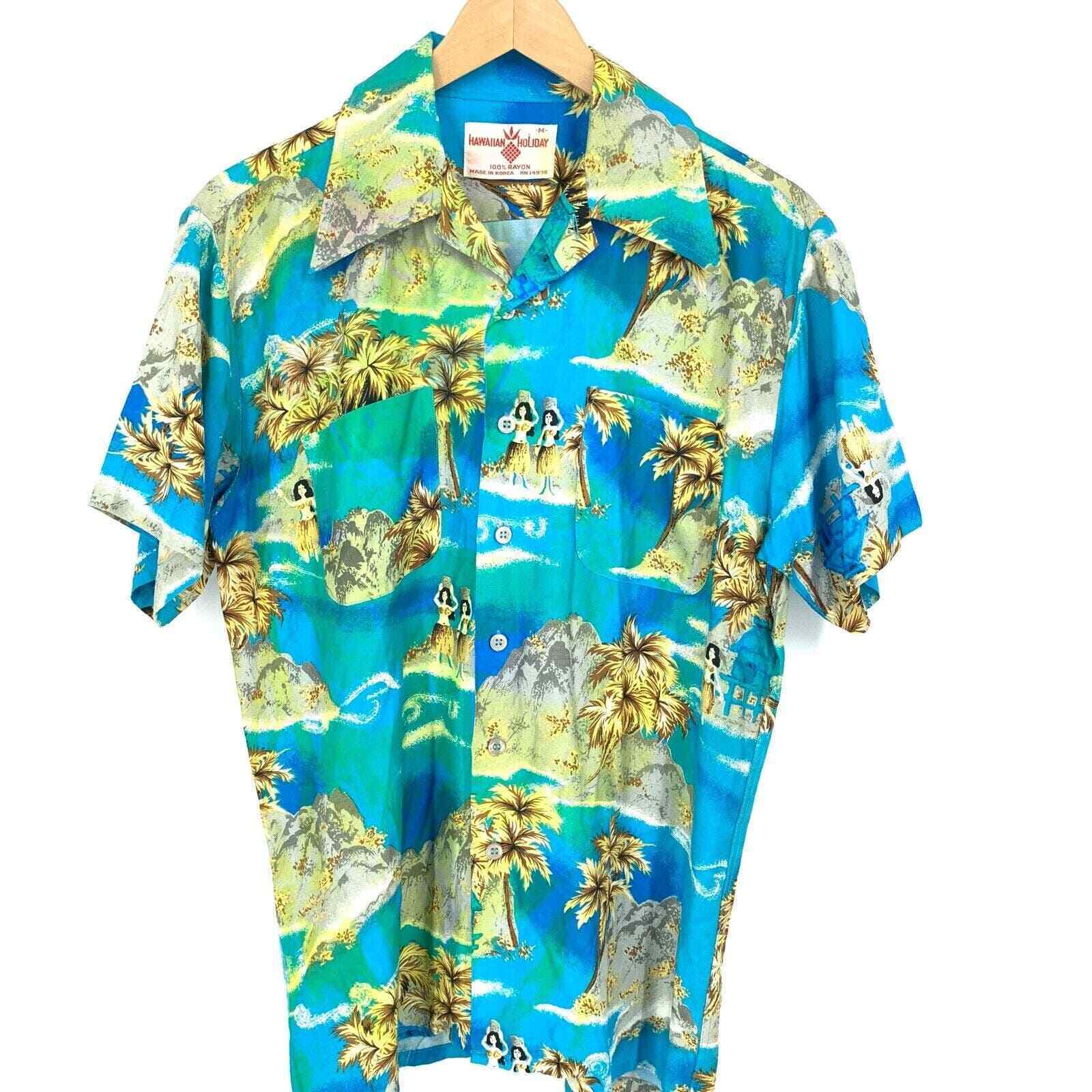 Vintage Hawaiian Holiday Hula Dancers Hawaiian shirt, Size M