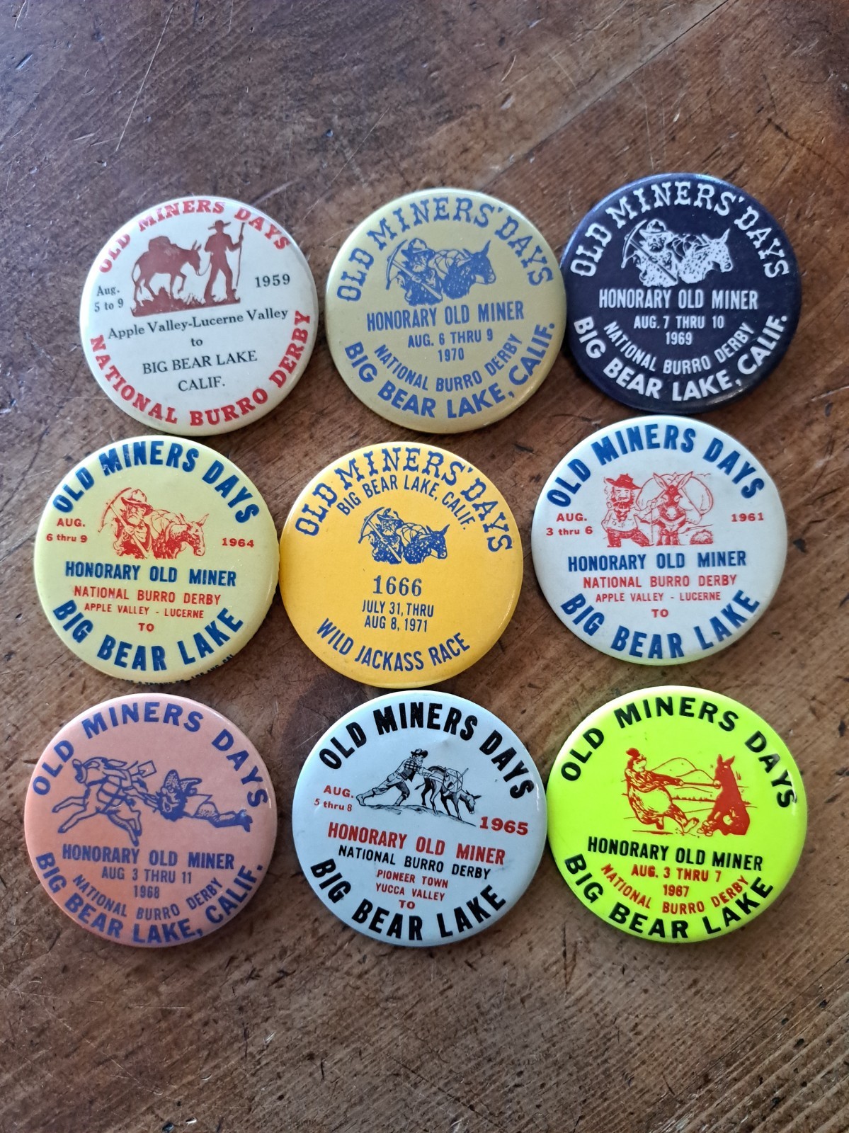 9 Vintage 1950's-60's Pins "Old Miners Days" Big Bear CA. USA 2.5"W See Photos 9 Vintage 1950's-60's Pins "Old Miners Days" Big Bear CA. USA 2.5"W See Photos