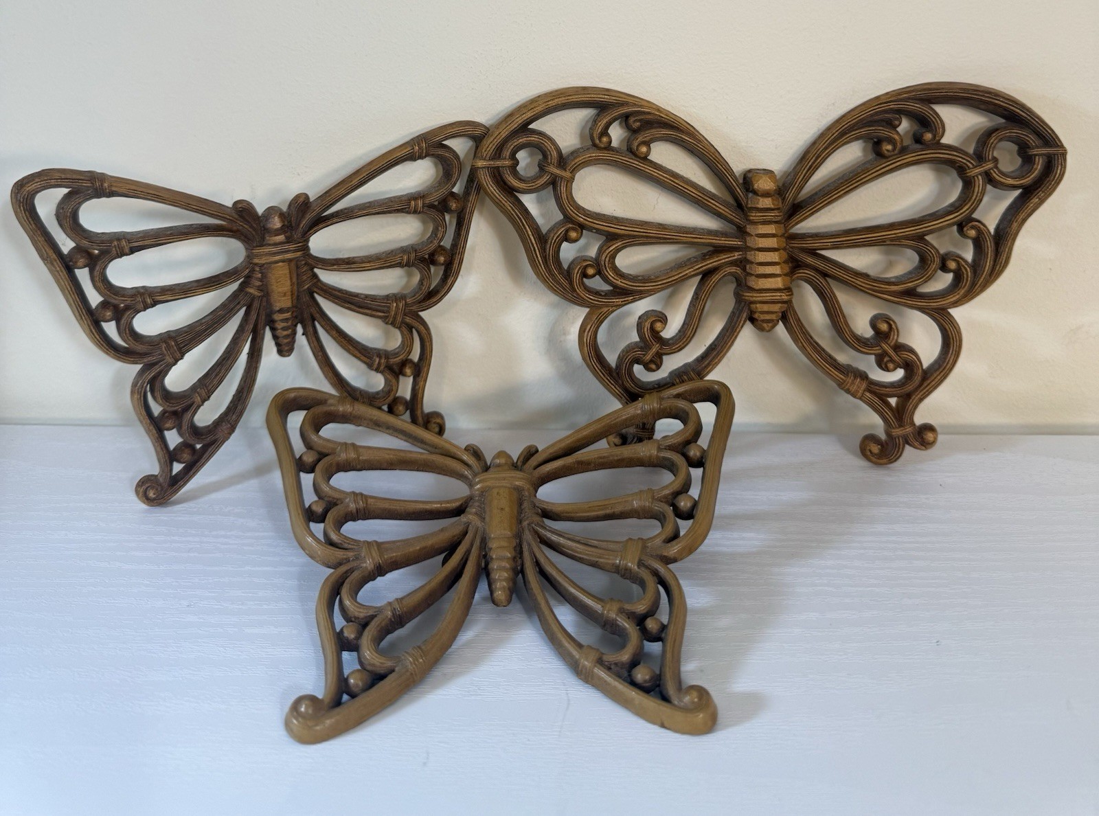 Vintage Resin Wood Homco Butterfly Butterflies Wall Hanging Art Deco Mid Century Vintage Resin Wood Homco Butterfly Butterflies Wall Hanging Art Deco Mid Century