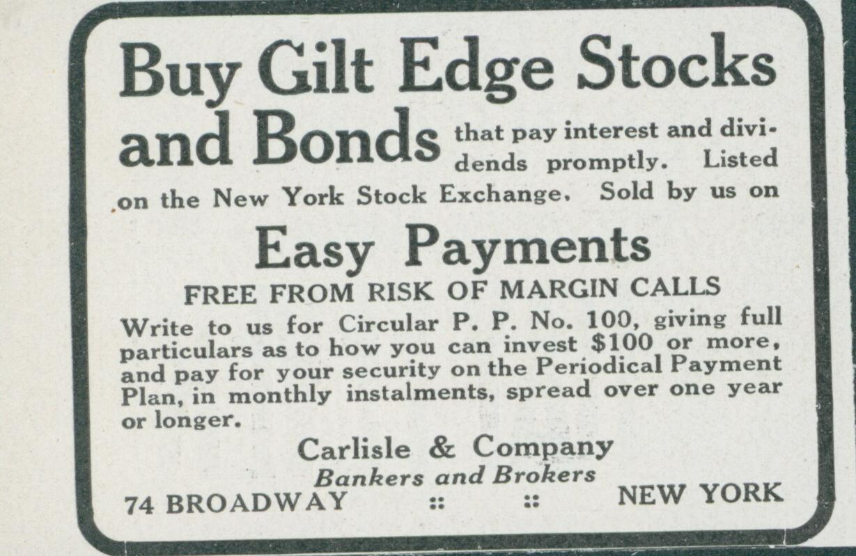 1912 Carlisle Buy Gilt Edge Stocks Bonds Easy Payments Vtg Print Ad CO4 1912 Carlisle Buy Gilt Edge Stocks Bonds Easy Payments Vtg Print Ad CO4