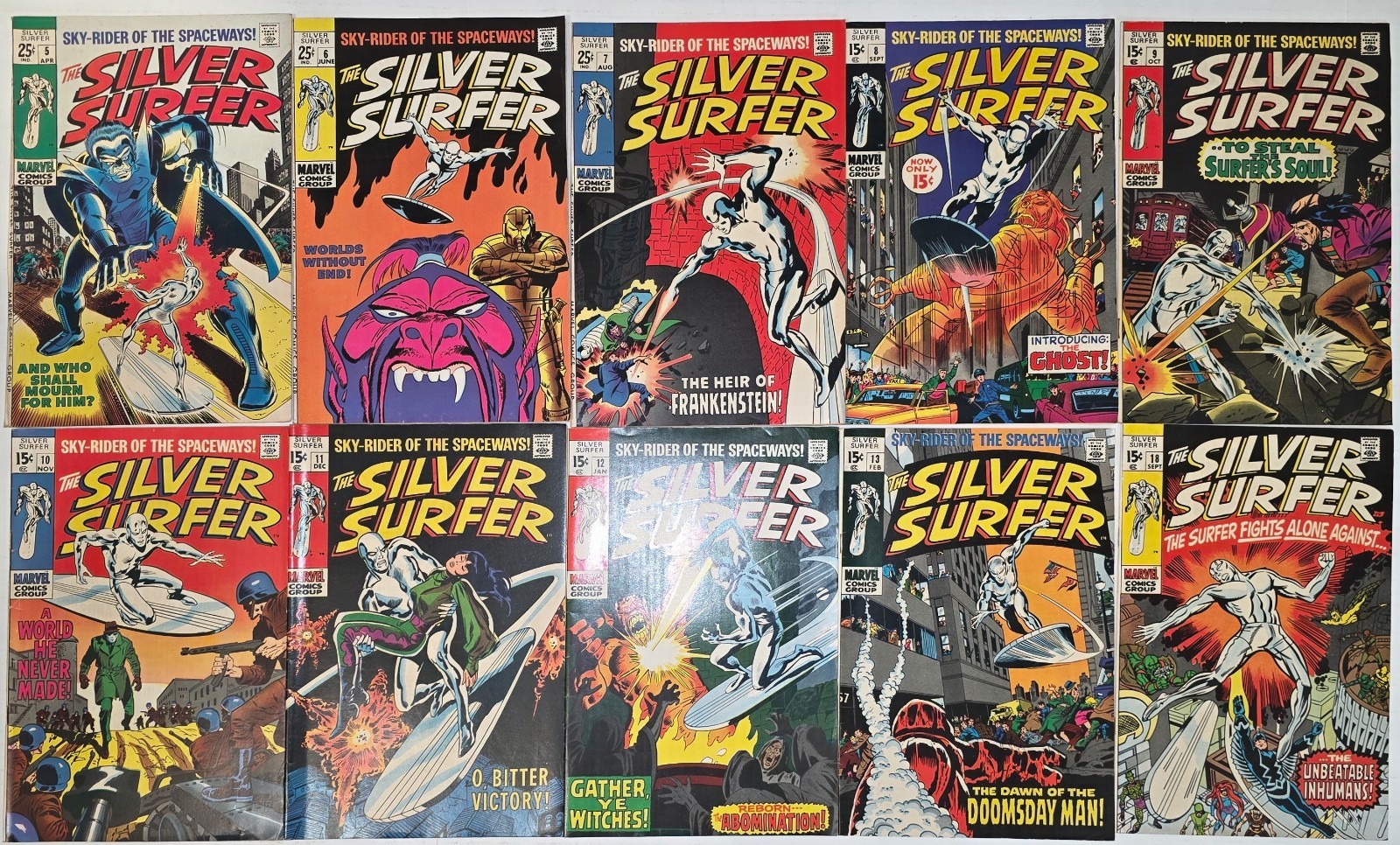 Silver Surfer Silver Age Lot (10) #5-18* VF FN 1969 John Buscema, High Mid Grade Silver Surfer Silver Age Lot (10) #5-18* VF FN 1969 John Buscema, High Mid Grade