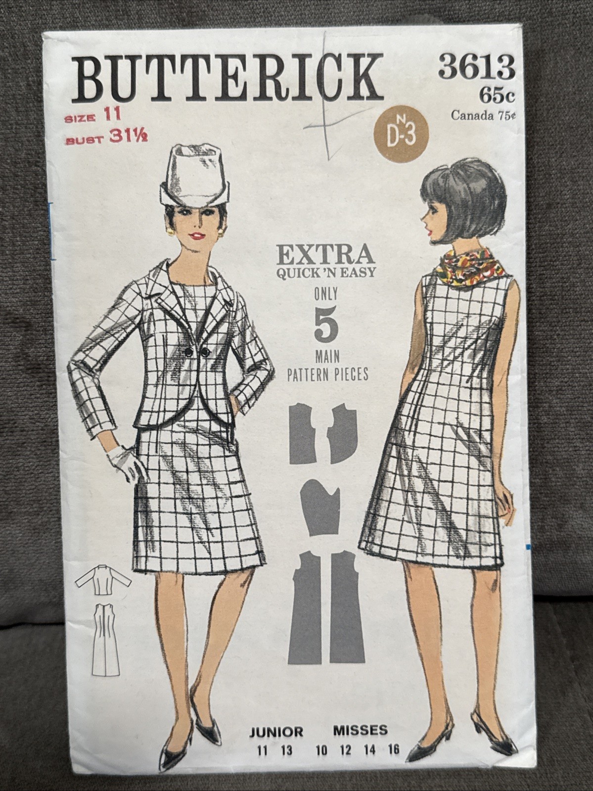 Vintage Simplicity 3613 Dress & Jacket Sewing Pattern Size 11 Bust 31.5 UNCUT Vintage Simplicity 3613 Dress & Jacket Sewing Pattern Size 11 Bust 31.5 UNCUT