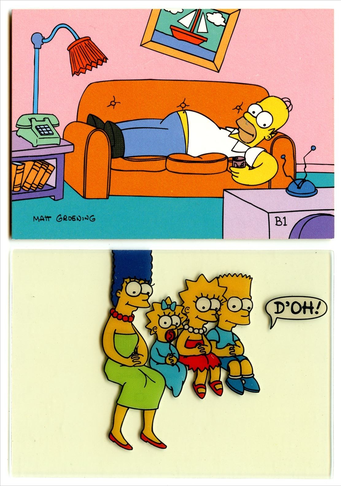 1993 Skybox The Simpsons #B1 & C1 Promo Cards - Homer Bart Maggie Marge Lisa 1993 Skybox The Simpsons #B1 & C1 Promo Cards - Homer Bart Maggie Marge Lisa