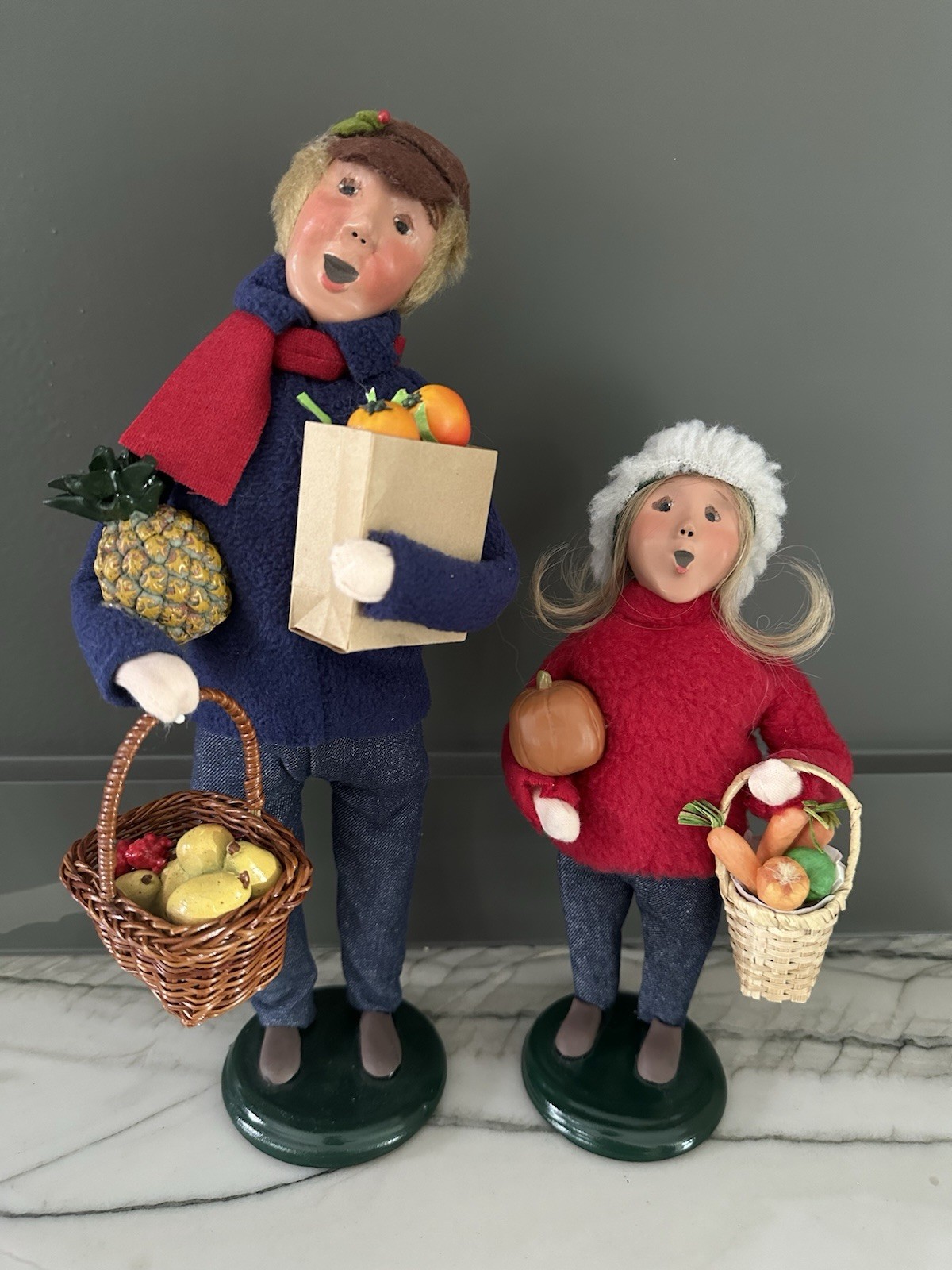 RARE OOAK Byers Choice Original Samples Market Man & Market Girl Signed By Joyce RARE OOAK Byers Choice Original Samples Market Man & Market Girl Signed By Joyce