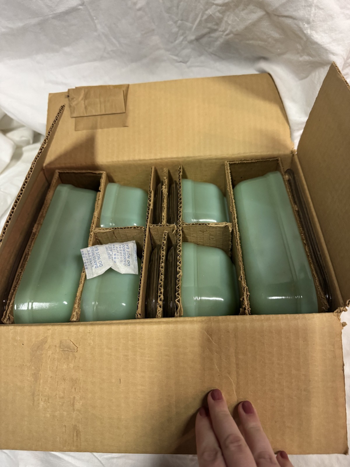 Jadeite Fire King Bake Serve Store Complete Set with Box Perfect Condition Jadeite Fire King Bake Serve Store Complete Set with Box Perfect Condition