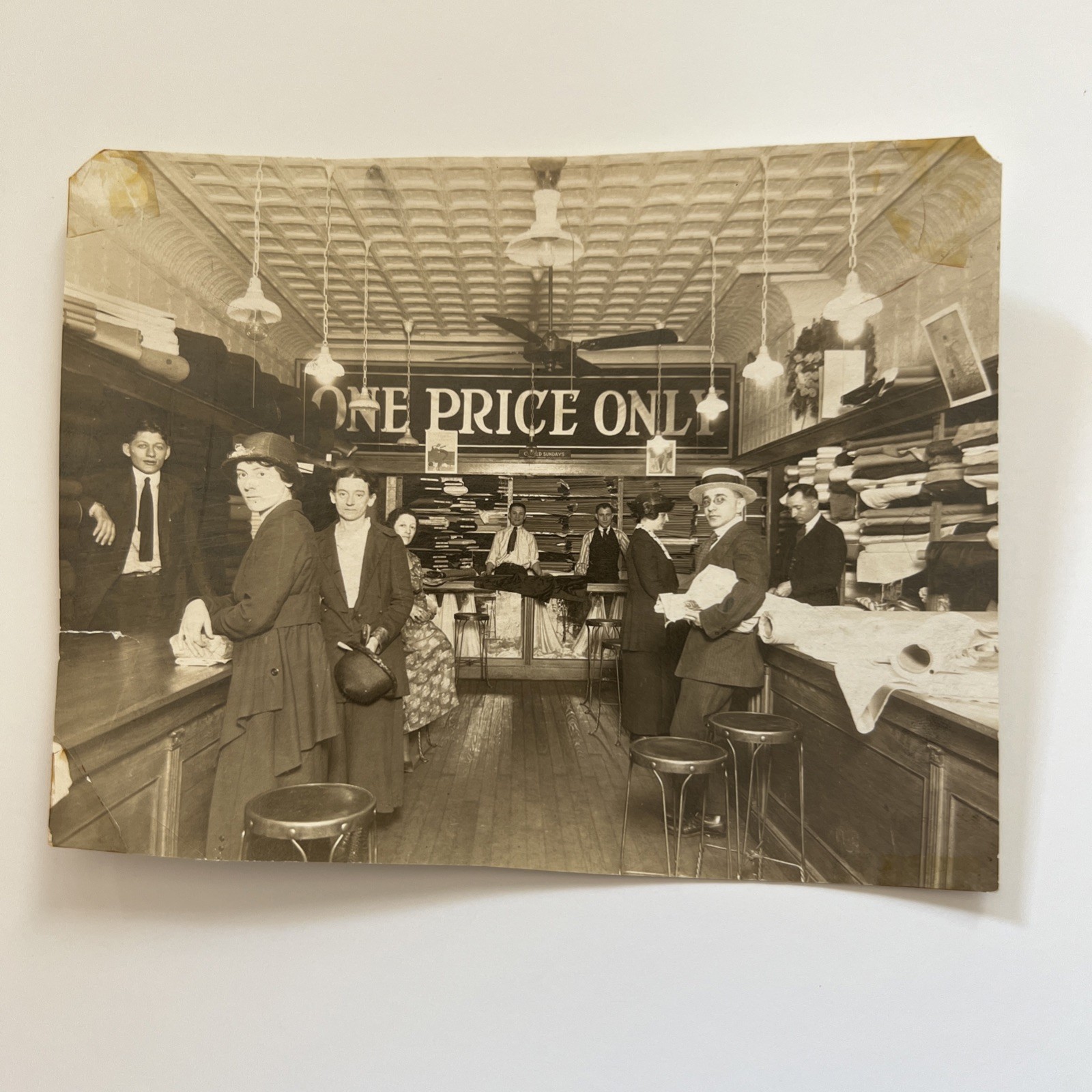 c1910 Found Photo Fabric Store Dry Goods Store Interior ‘One Price Only’ c1910 Found Photo Fabric Store Dry Goods Store Interior ‘One Price Only’