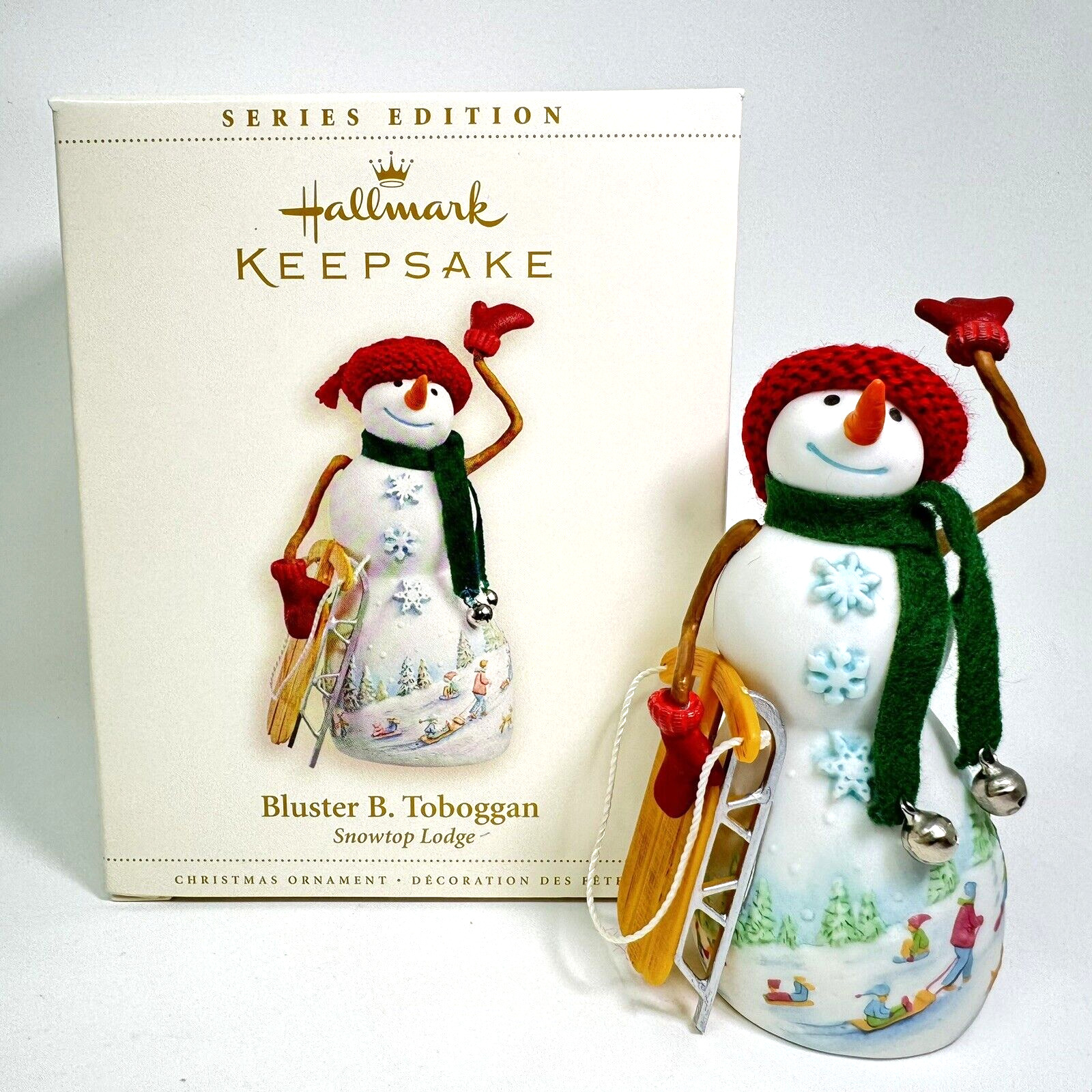 2006 Hallmark Keepsake Ornament - BLUSTER B TOBOGGAN - #2 SNOWTOP LODGE Snowman