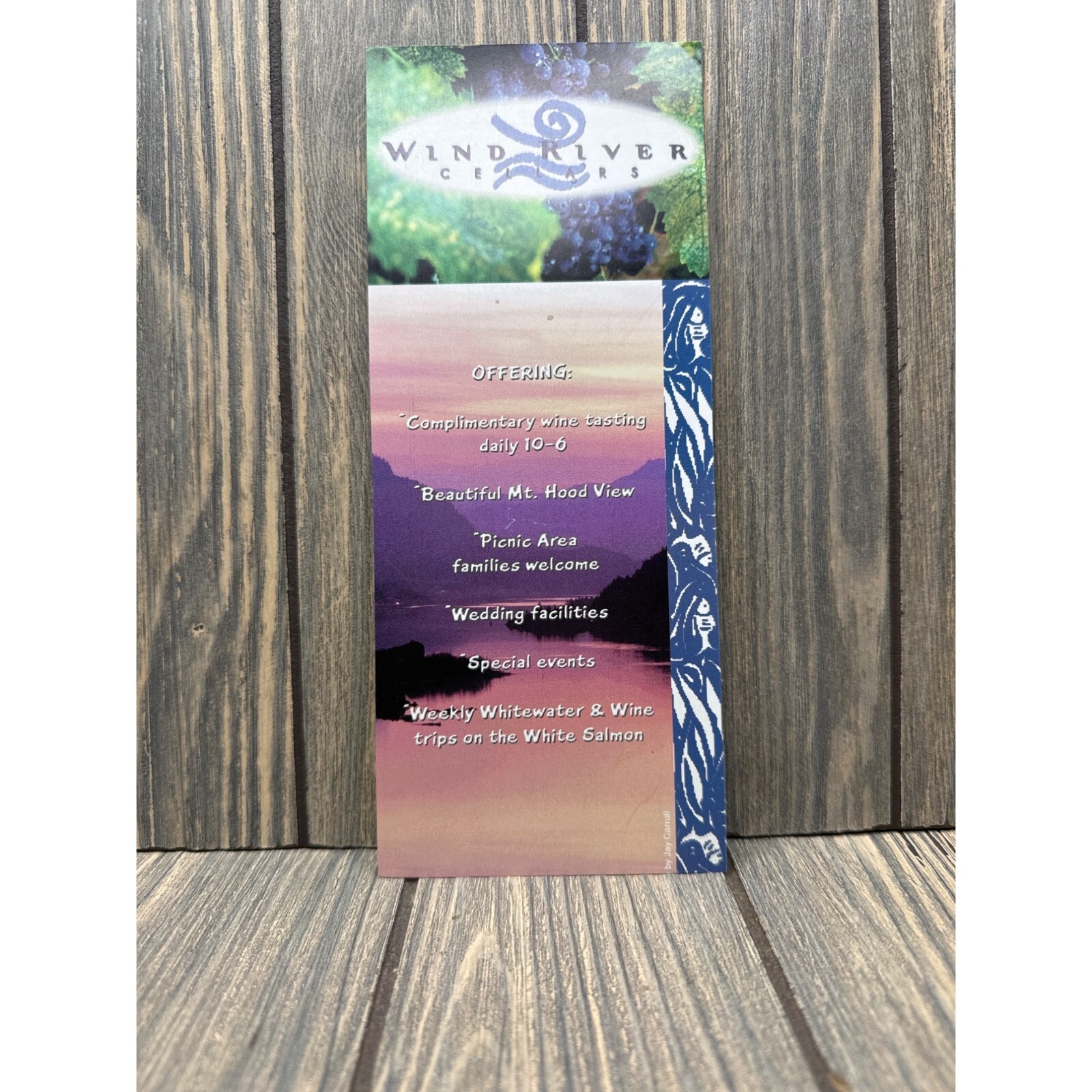 Wind River Cellars Wine Tasting Brochure With Mt. Hood View & Wine List Wind River Cellars Wine Tasting Brochure With Mt. Hood View & Wine List
