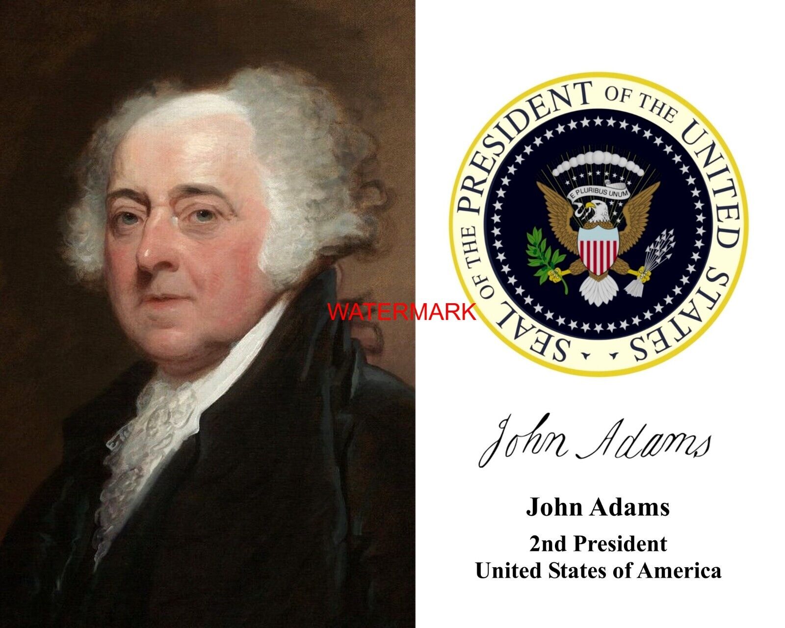 President John Adams Founding Fathers Presidential Seal Autograph 8 x 10 Photo b