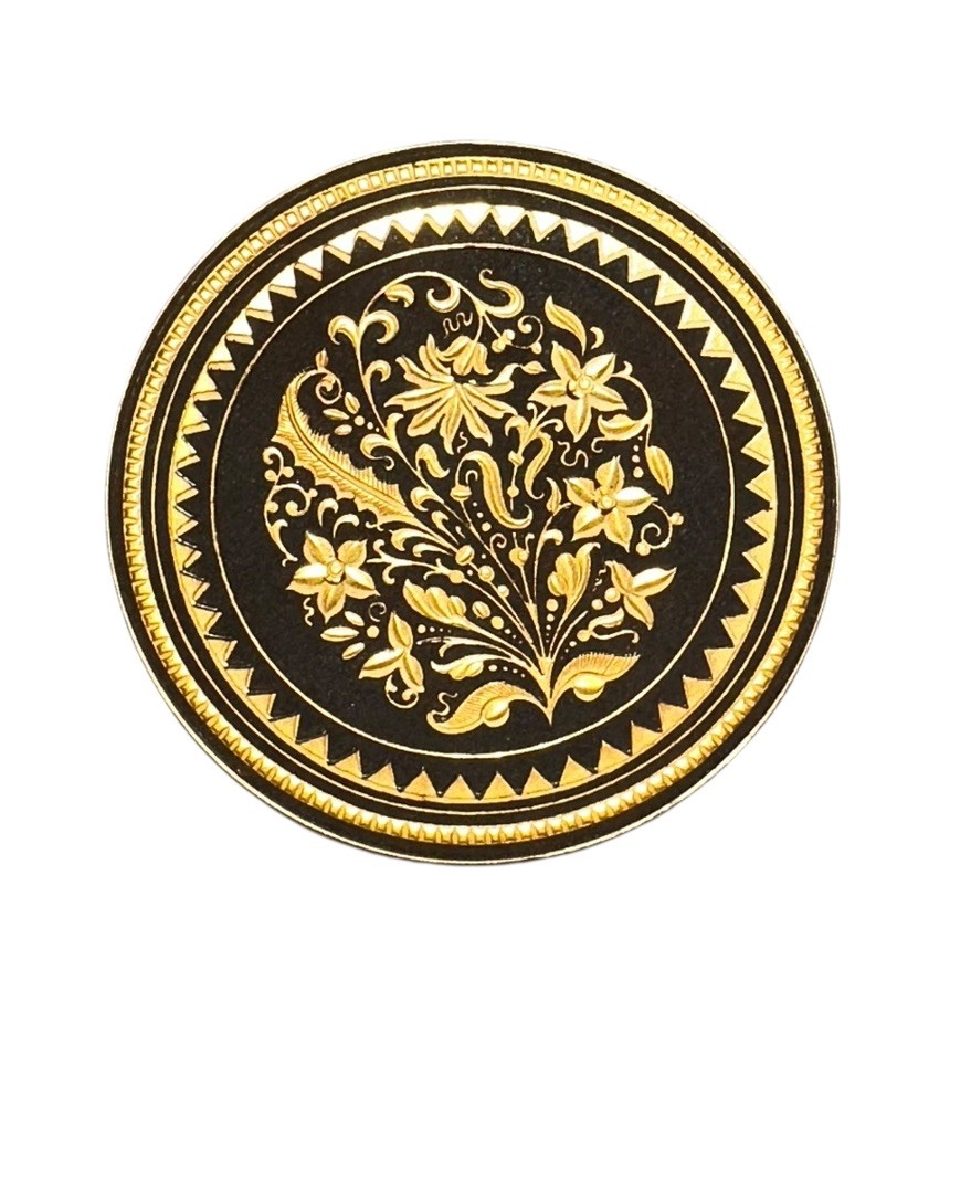 Vintage Spanish Black & Gold Damascene Miniature Footed Dish 3” Floral Vintage Spanish Black & Gold Damascene Miniature Footed Dish 3” Floral