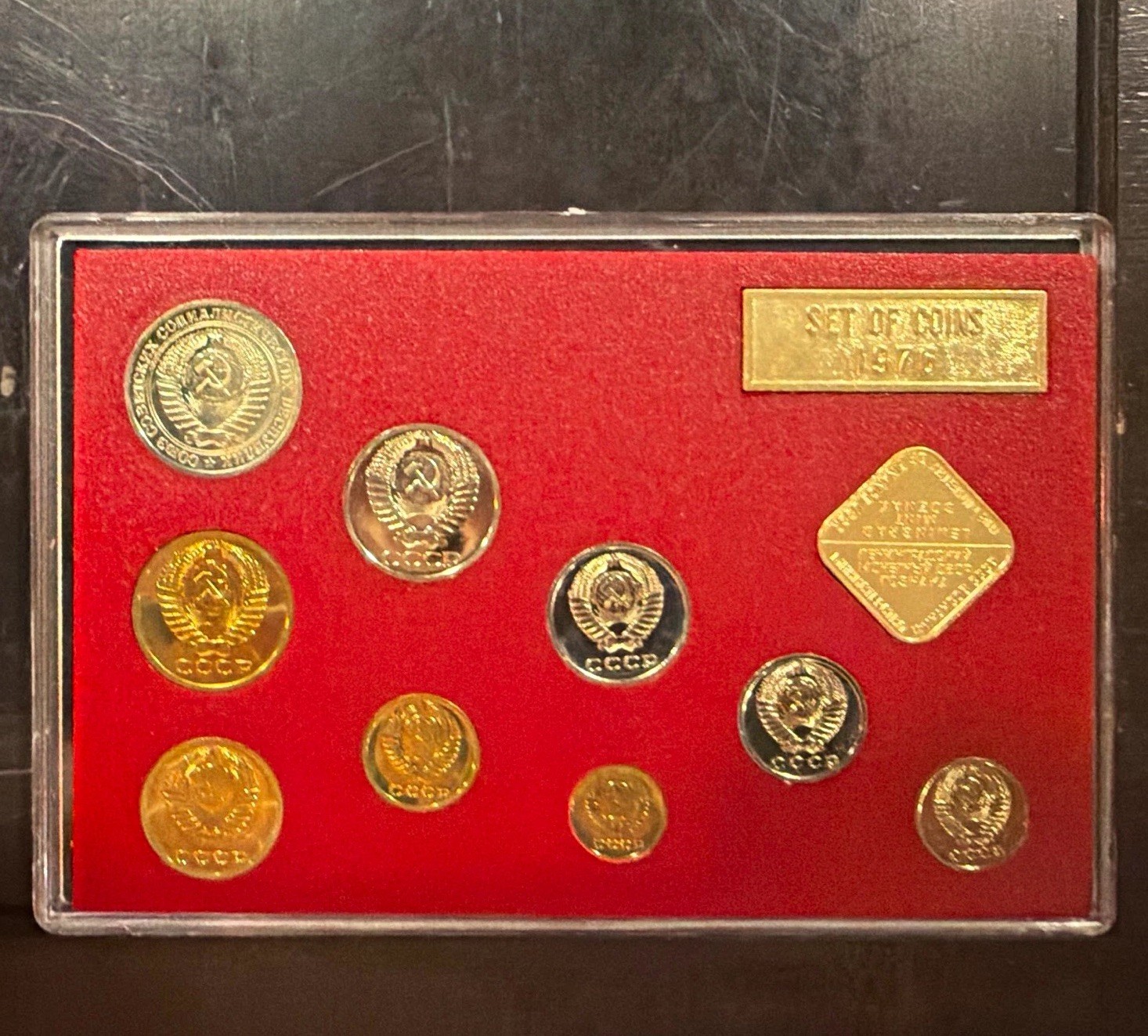 Soviet USSR Militaria Pins & Badges Lot w/ Display Box, Lenin Banner