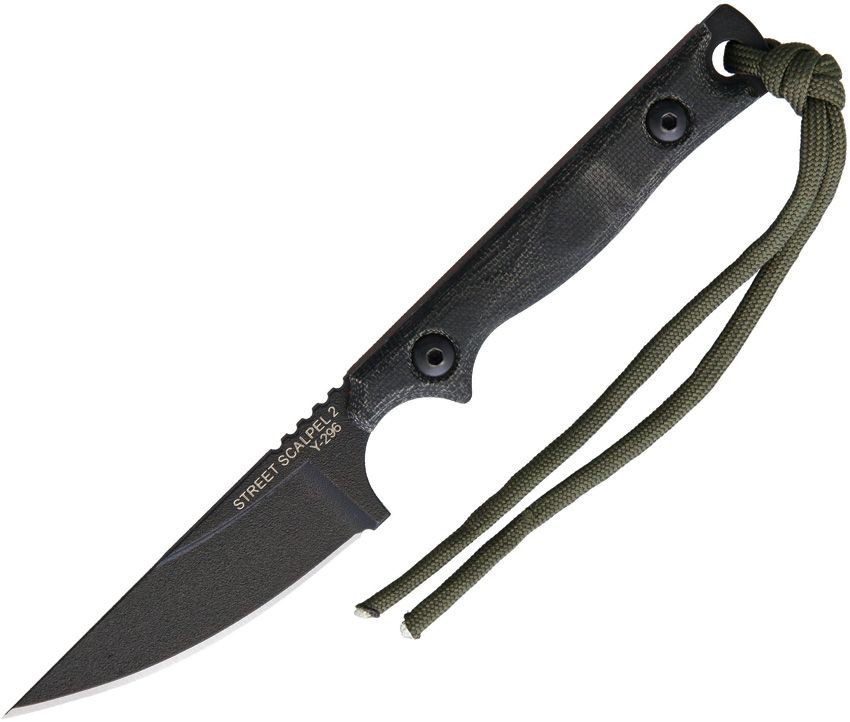 TOPS Street Scalpel 2 Fixed Blade Knife Black Canvas Micarta Full Tang Espinoza TOPS Street Scalpel 2 Fixed Blade Knife Black Canvas Micarta Full Tang Espinoza