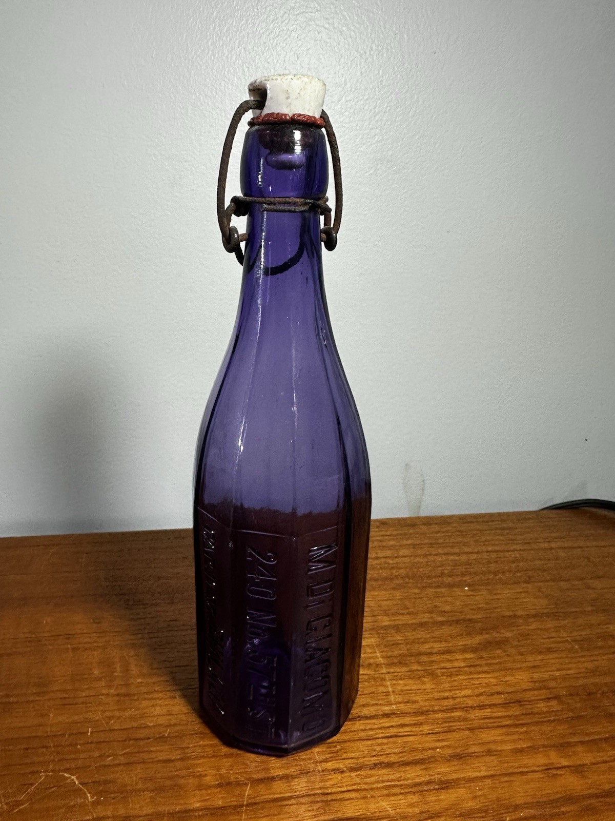 Antique M Di Giacomo Philadelphia Purple Soda Bottle Swing Top 11 Oz Rare
