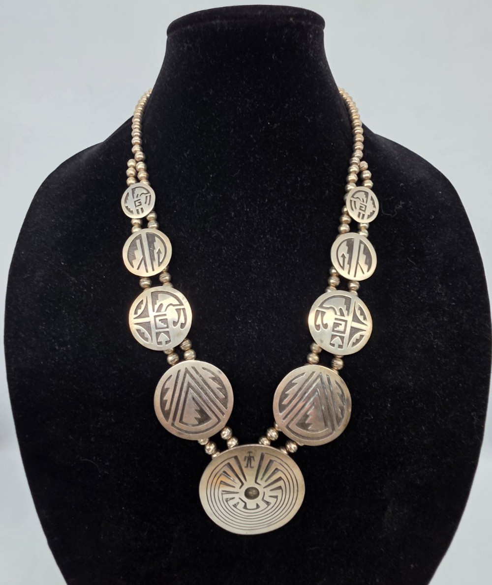Vintage Native American Man in the Maze Necklace, Sterling Silver 24" long Vintage Native American Man in the Maze Necklace, Sterling Silver 24" long