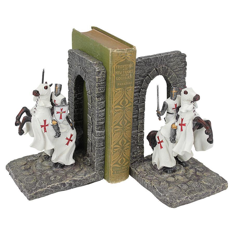 Teutonic Knights of Legend on Mighty Stallions Sculpted Sentinel Bookends