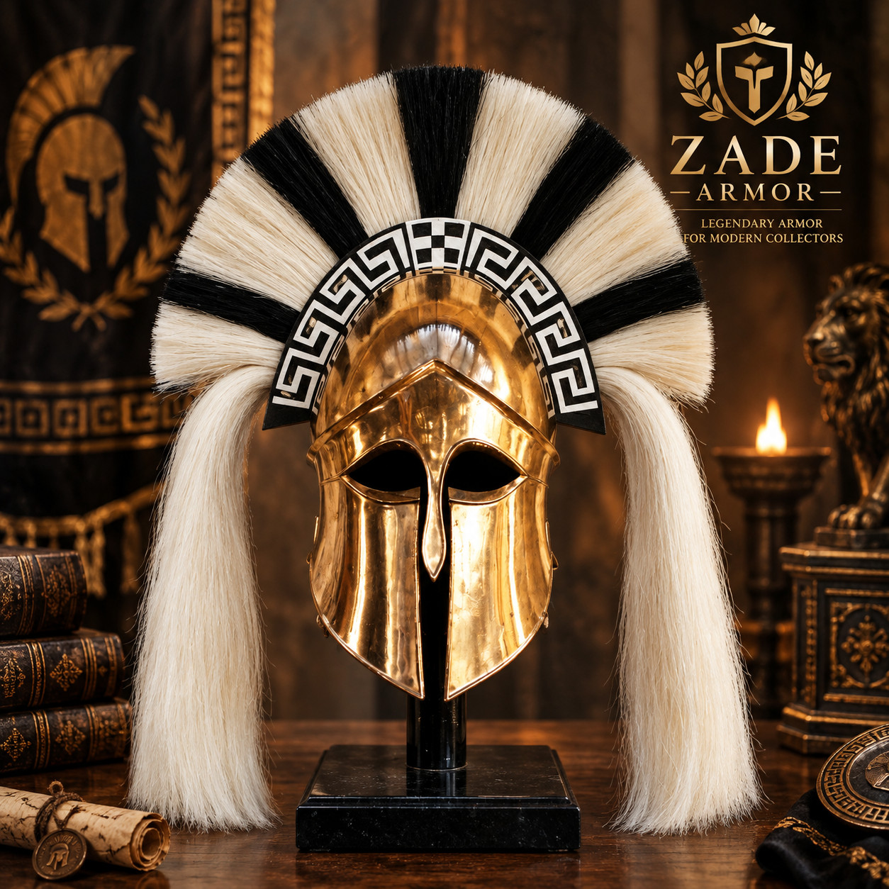 Greek Corinthian Ancient Medieval Armor Roman Leather Liner Plume with Helmet Greek Corinthian Ancient Medieval Armor Roman Leather Liner Plume with Helmet