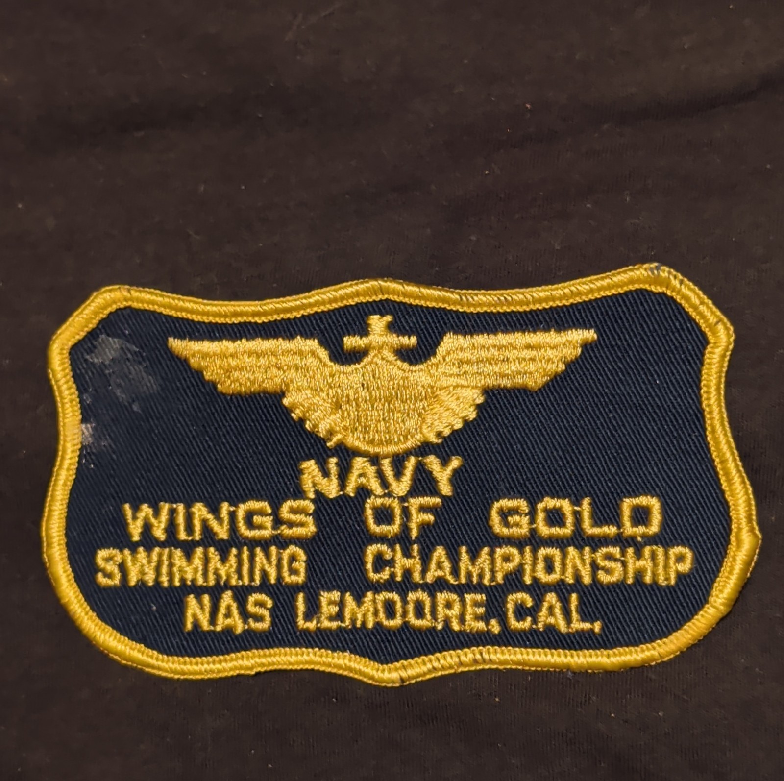 Vintage US Navy Wings of Gold Swimming Championship Patch NAS Lemoore CA Uniform