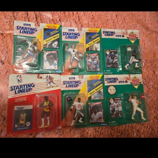 Vintage Sealed 1988-1995 Rare 6 NFL NBA STARTING LINEUP LOT FIGURES Aikman Monta