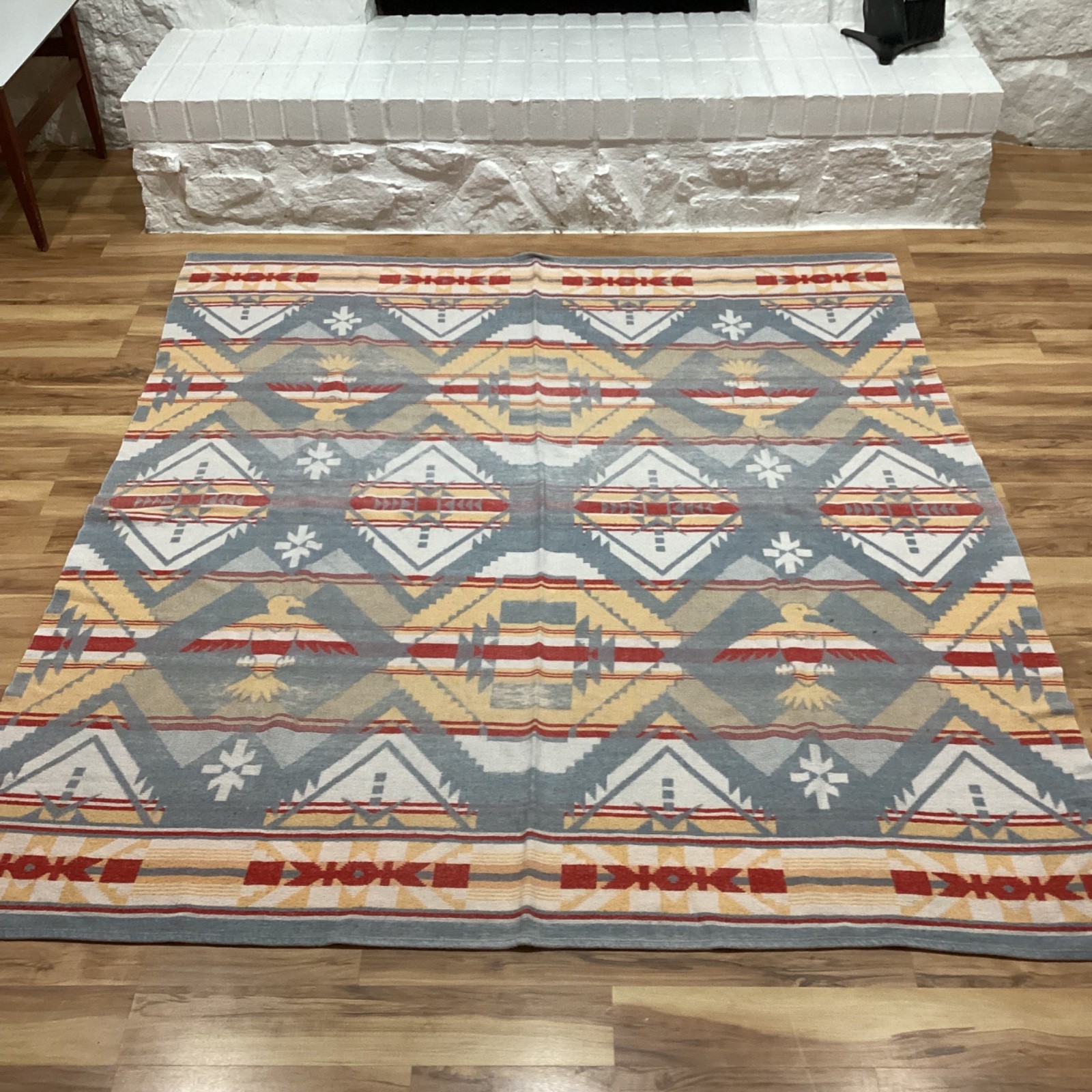 Vintage 40's 50's Native American Cotton Camp Blanket Thunderbirds 65 x 58 Vintage 40's 50's Native American Cotton Camp Blanket Thunderbirds 65 x 58