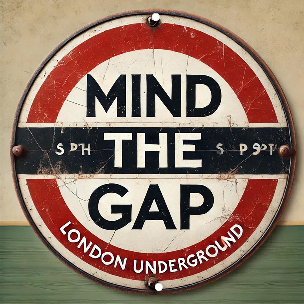 Vintage London Underground "Mind the Gap" Tin Metal Signs Home Décor 8x8 Round Vintage London Underground "Mind the Gap" Tin Metal Signs Home Décor 8x8 Round