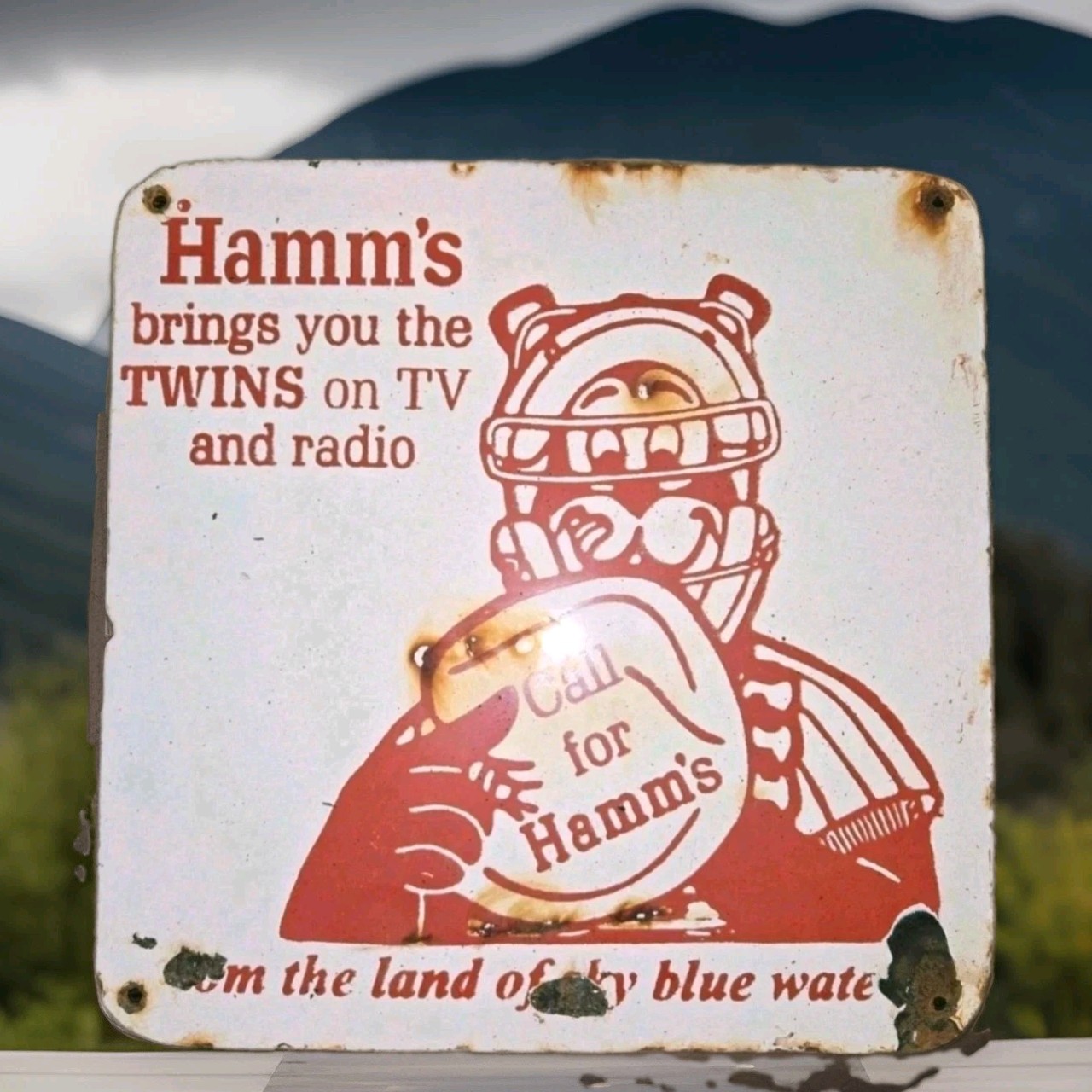 Vintage Hamm's Beer Sign Porcelain Minnesota Twins MLB Piel's Pabst Eastside Jax Vintage Hamm's Beer Sign Porcelain Minnesota Twins MLB Piel's Pabst Eastside Jax