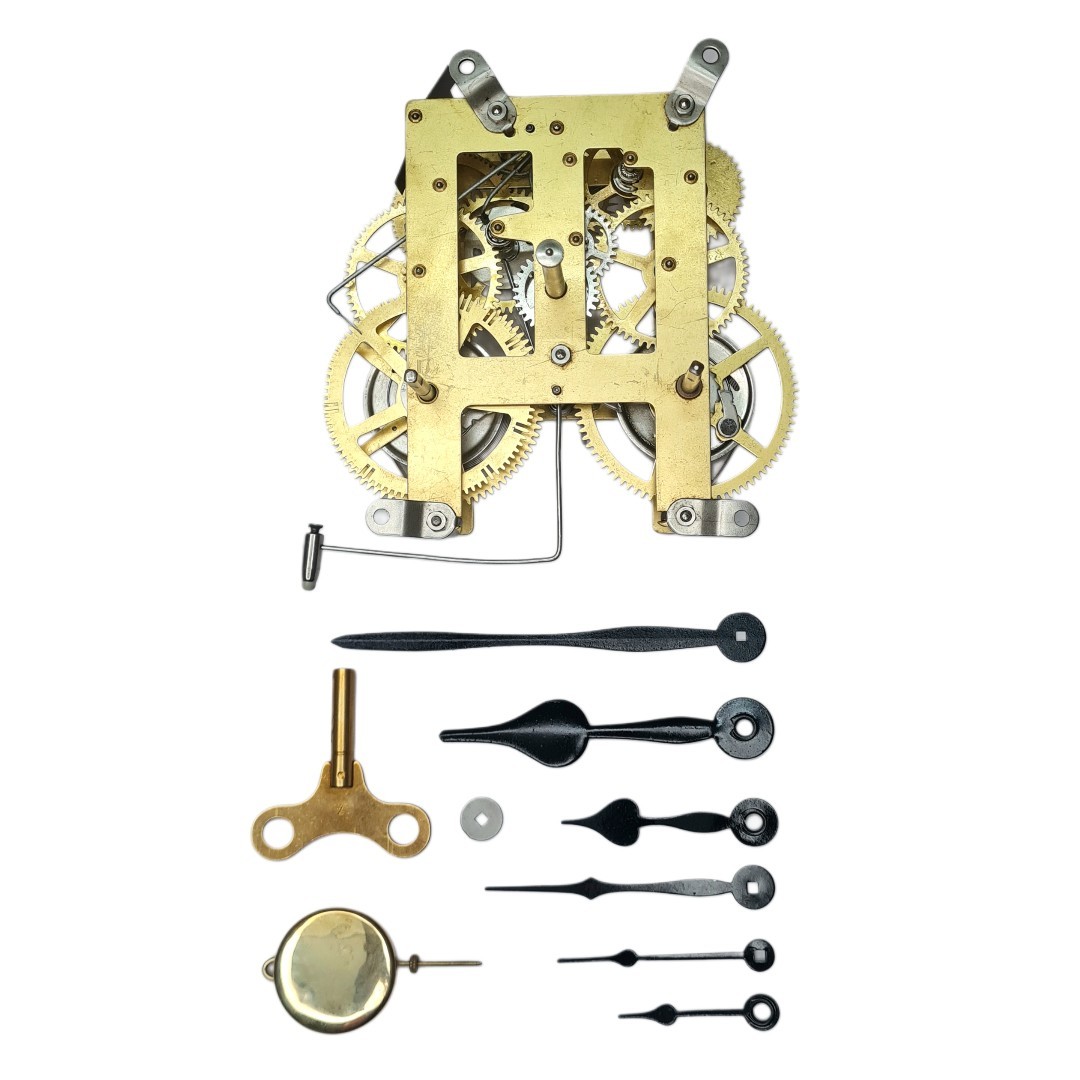 Mechanical Clock Movement Set 8 Days - Manual Wind For Mantle Clocks 9-1/4" Mechanical Clock Movement Set 8 Days - Manual Wind For Mantle Clocks 9-1/4"