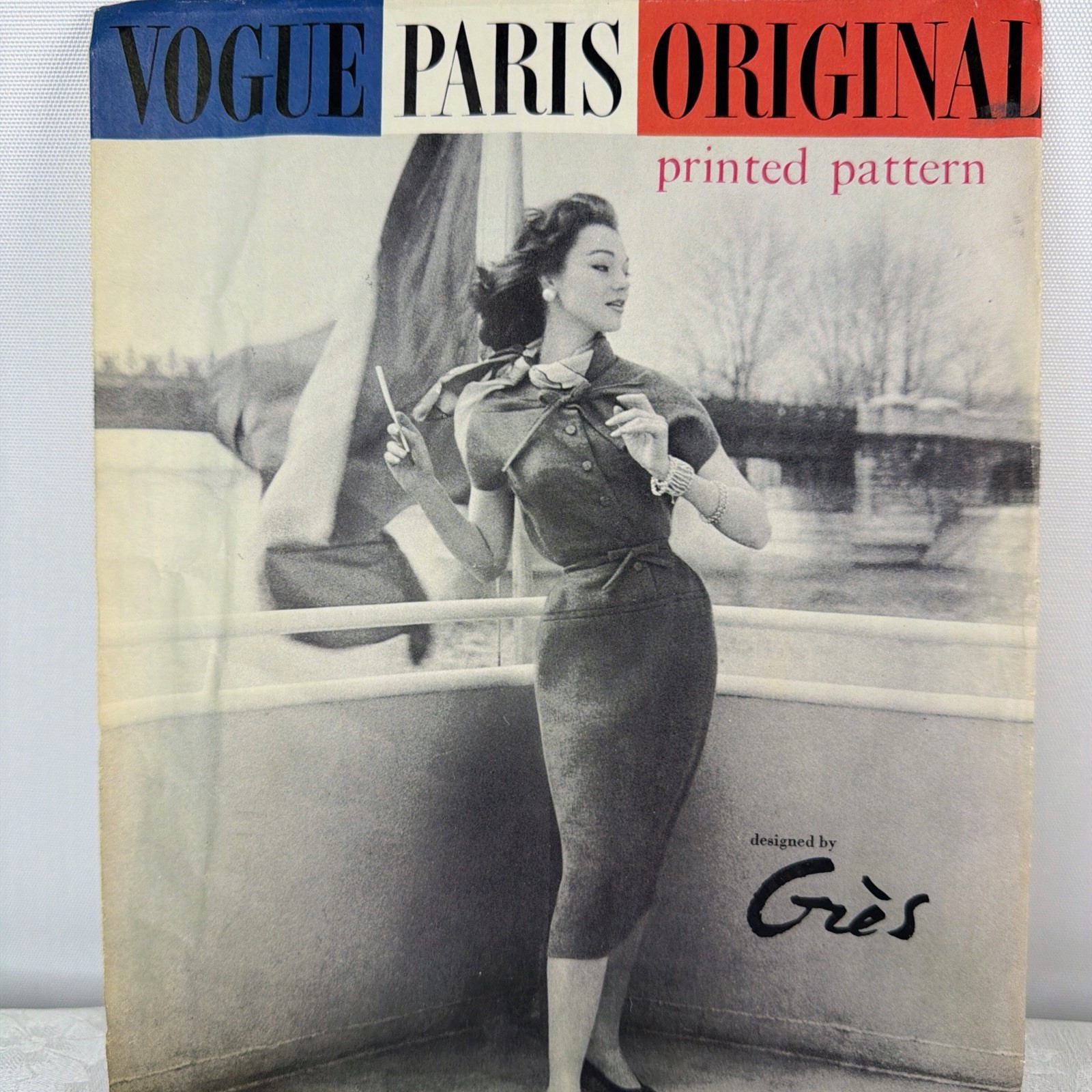 RARE 1958 Vintage Vogue Paris Original UNCUT + LABEL # 1417 Gres Dress Sz 14 RARE 1958 Vintage Vogue Paris Original UNCUT + LABEL # 1417 Gres Dress Sz 14