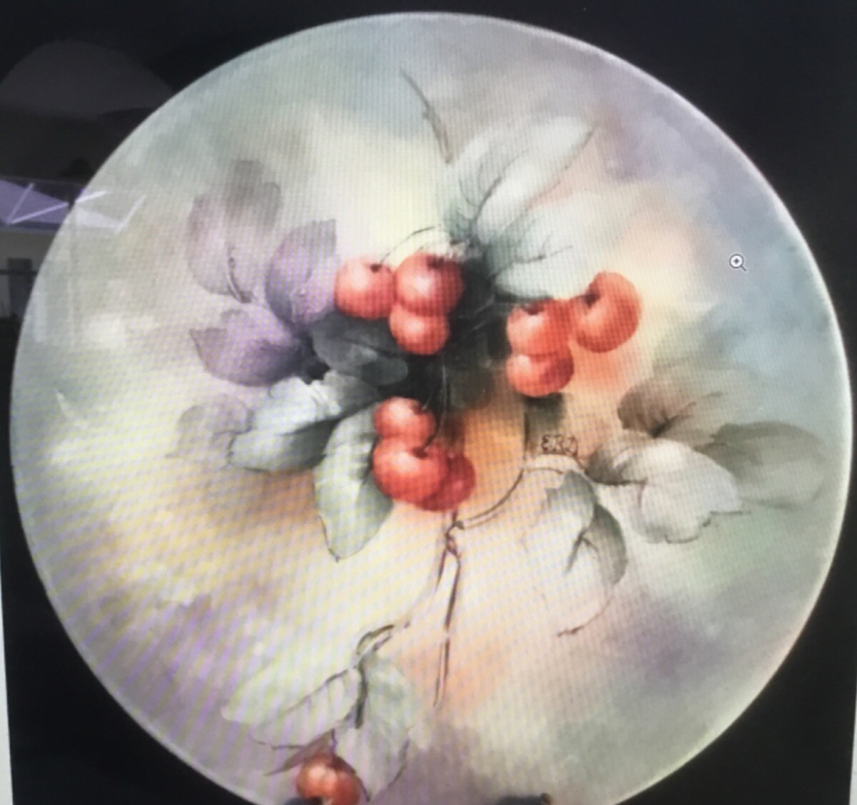 Antique German "Jugendstil"/ Art Nouveau "Cherries" Art Plate Artist Signed Antique German "Jugendstil"/ Art Nouveau "Cherries" Art Plate Artist Signed