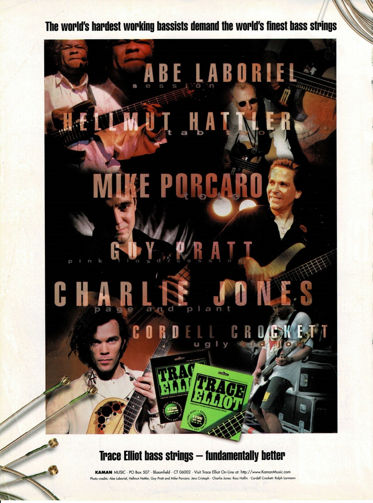 TRACE ELLIOT AMPS - Laboriel /Hattler / Porcaro / Pratt / Jones - 1996 Print Ad